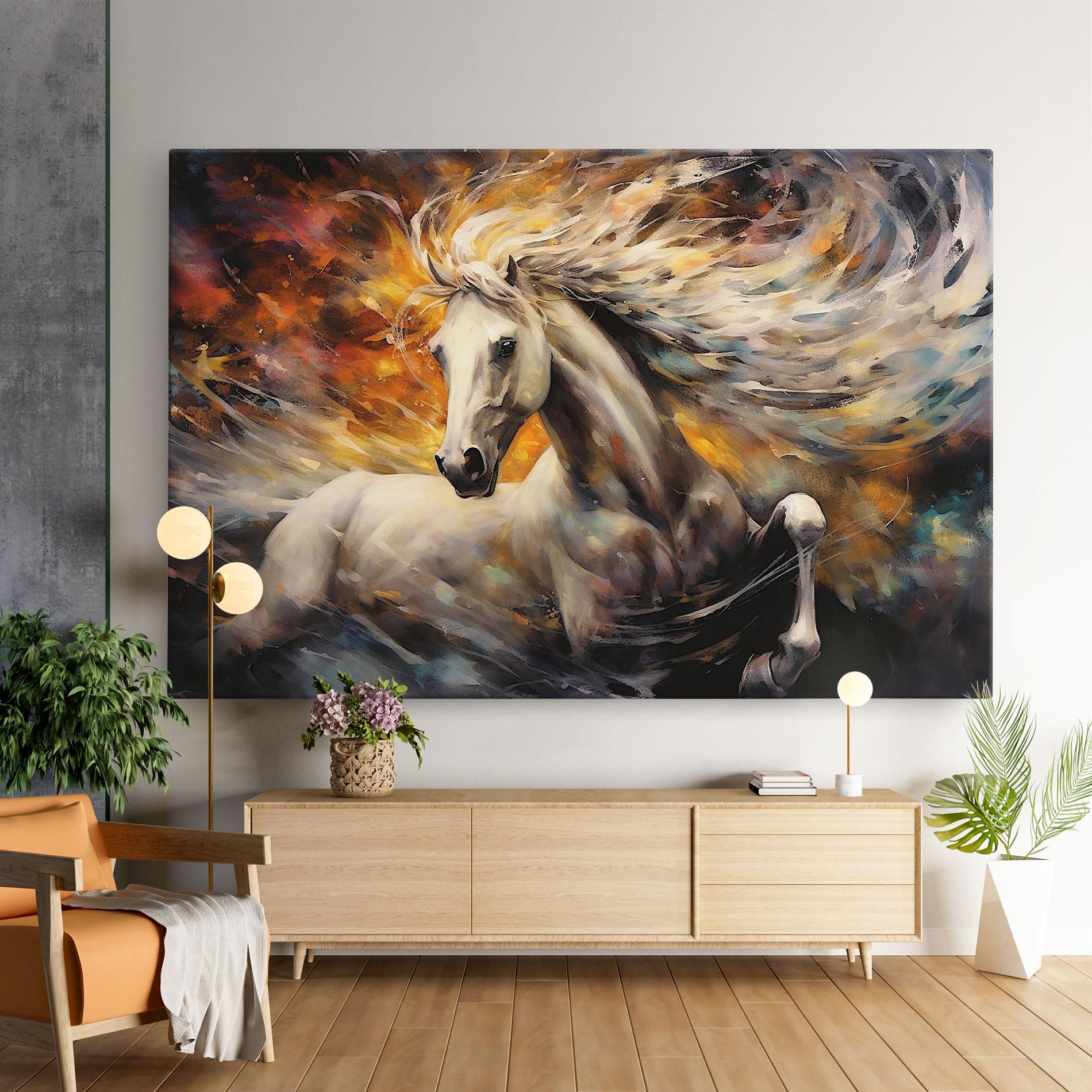 Tablou Canvas White Horse Painting mockup 9