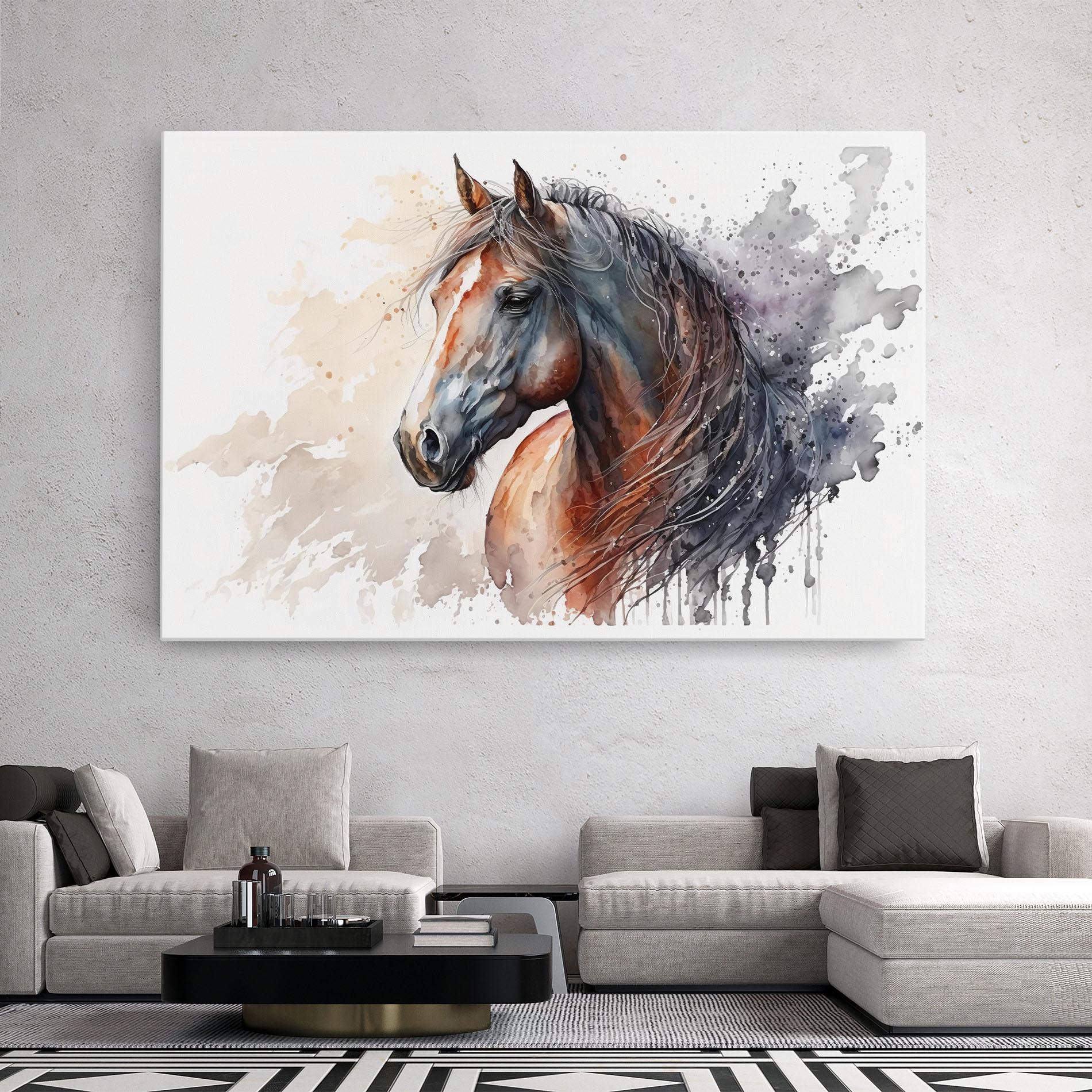 Tablou Canvas Black Brown Horse Painting mockup 2