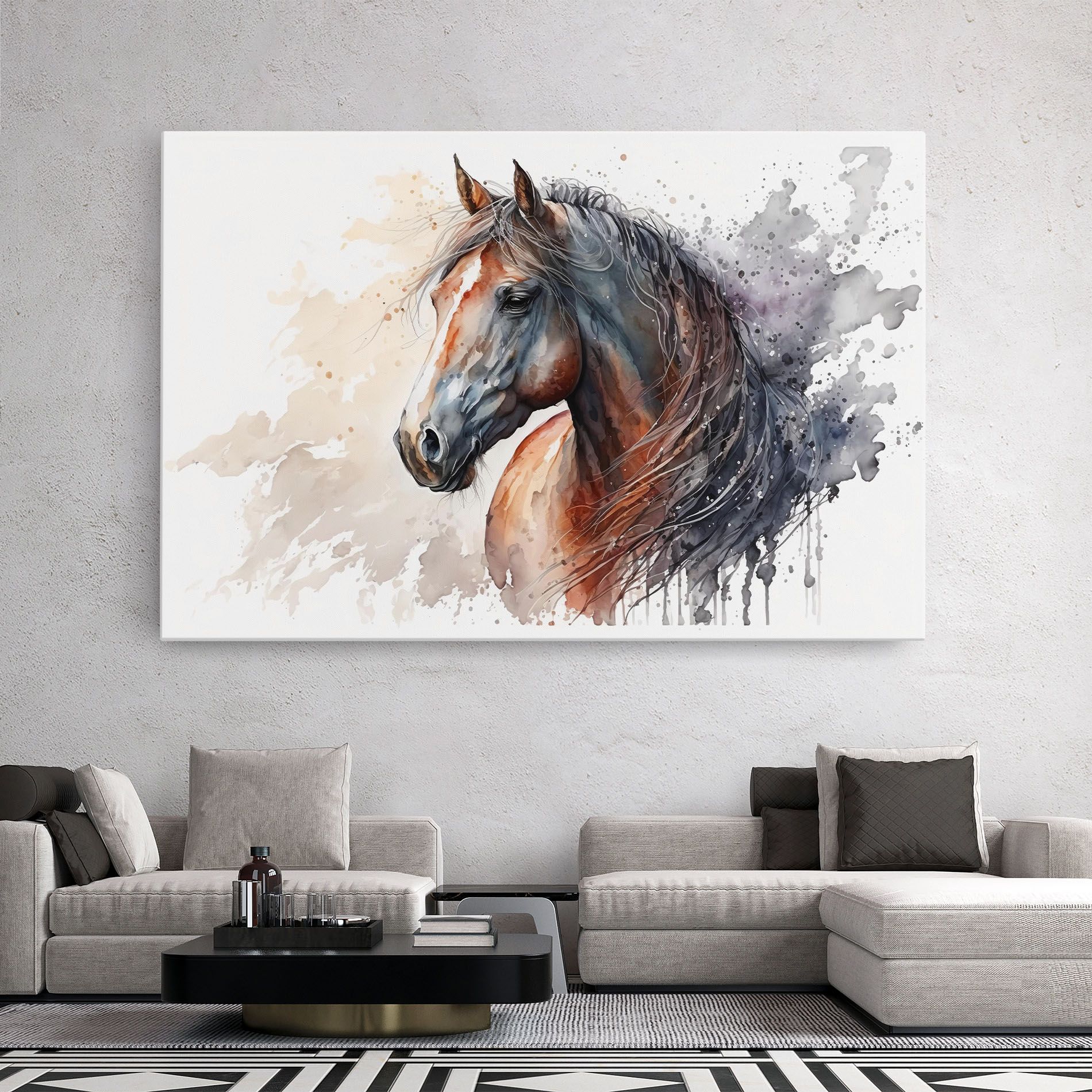 Black Brown Horse Painting mockup 2
