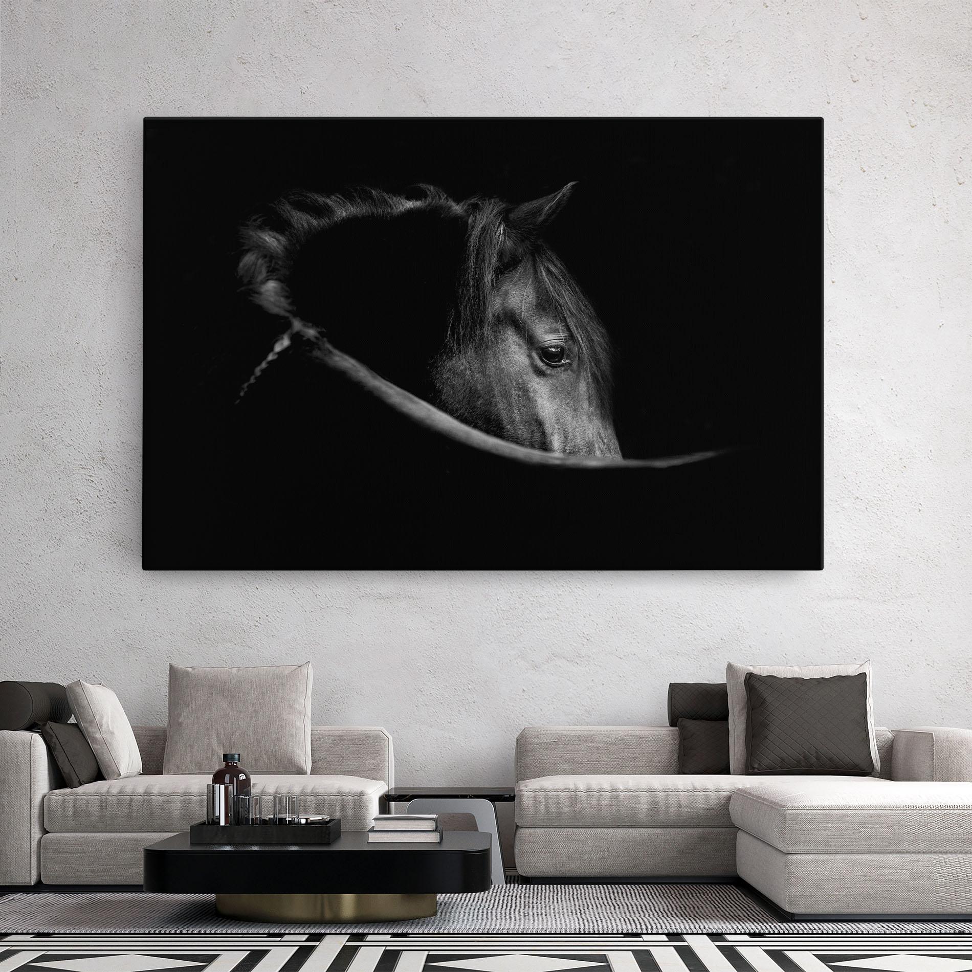 Tablou Canvas Black Horse Looking mockup 2