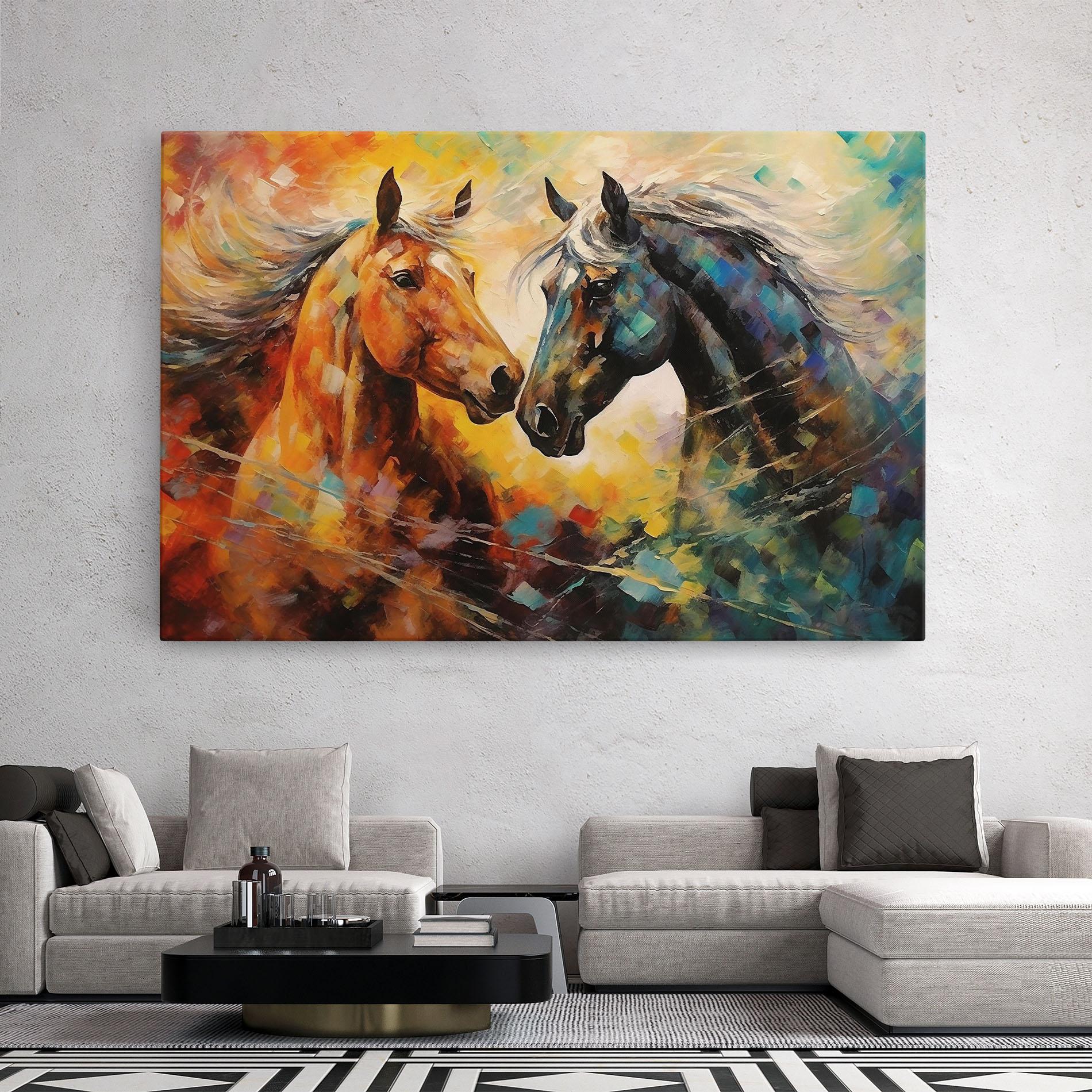 Tablou Canvas Brown Black Horses mockup 2