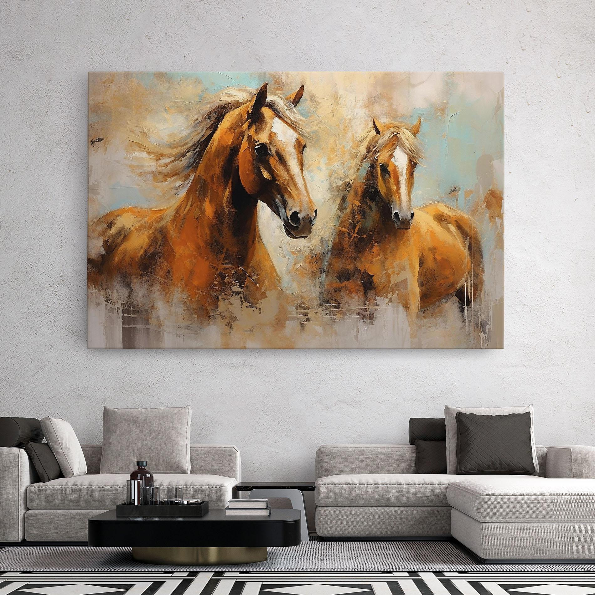 Tablou Canvas Brown Horses Staying mockup 2