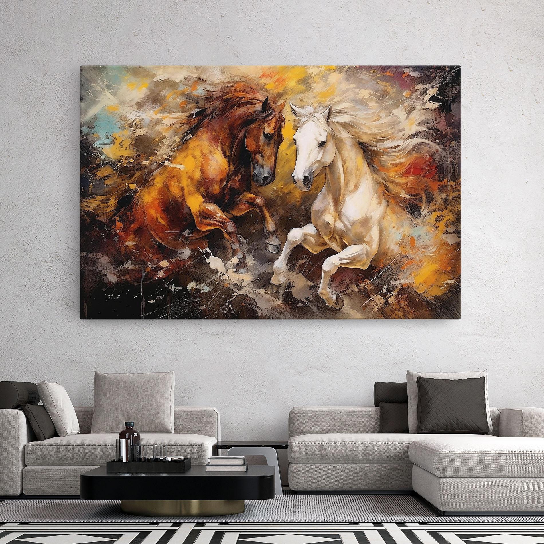Tablou Canvas Brown White Horses mockup 2