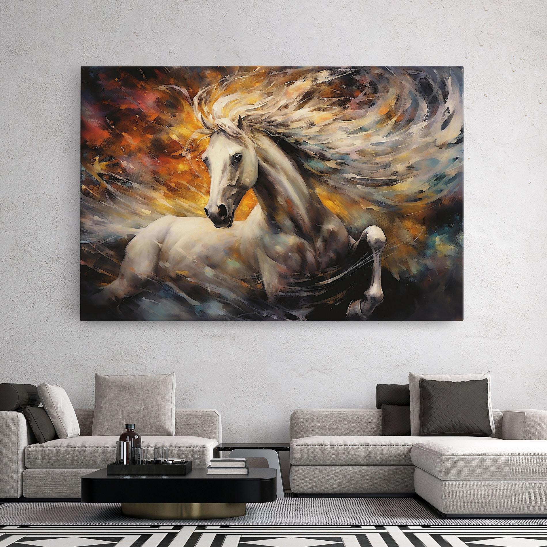 Tablou Canvas White Horse Painting mockup 2