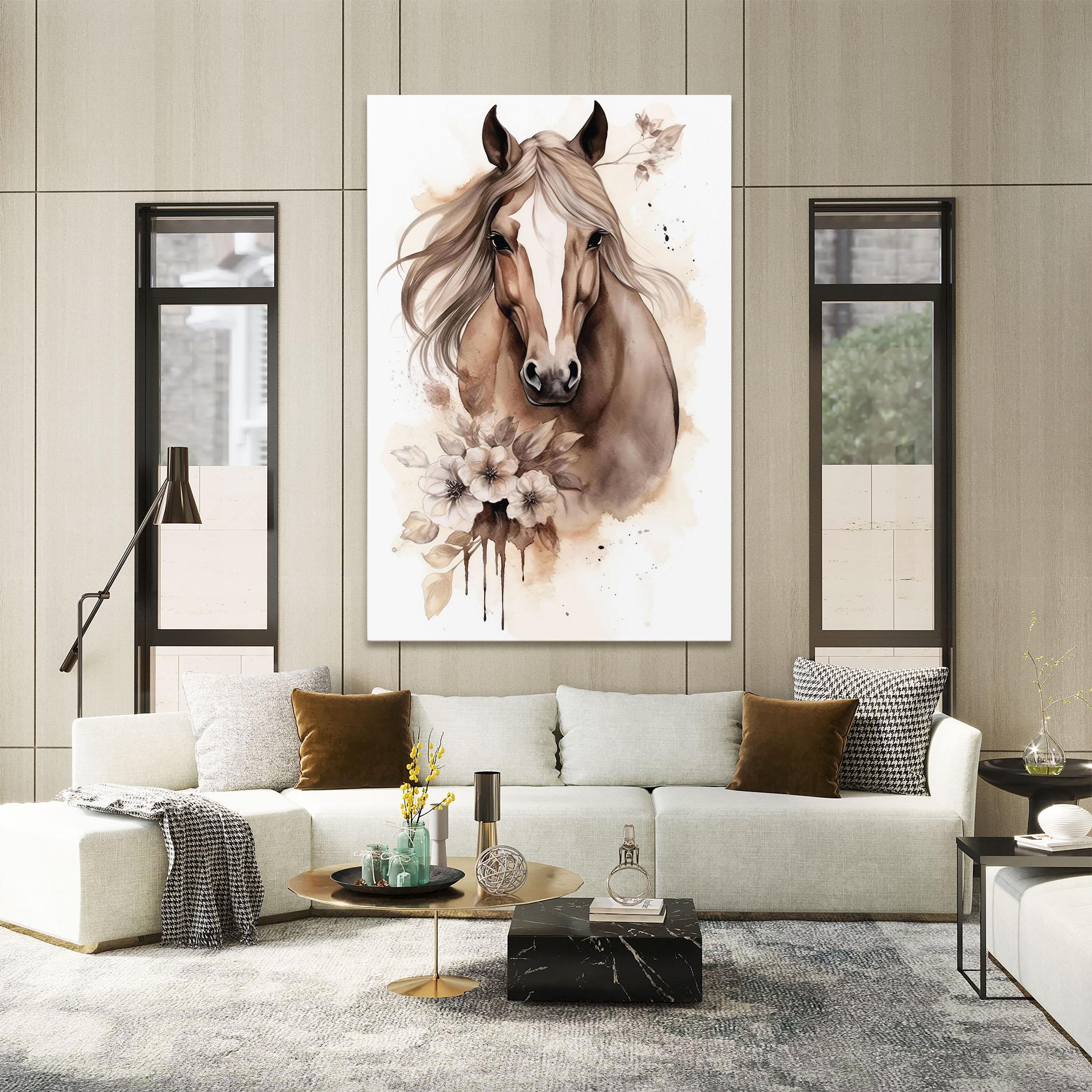 Tablou Canvas Flower Brown Horse mockup 2