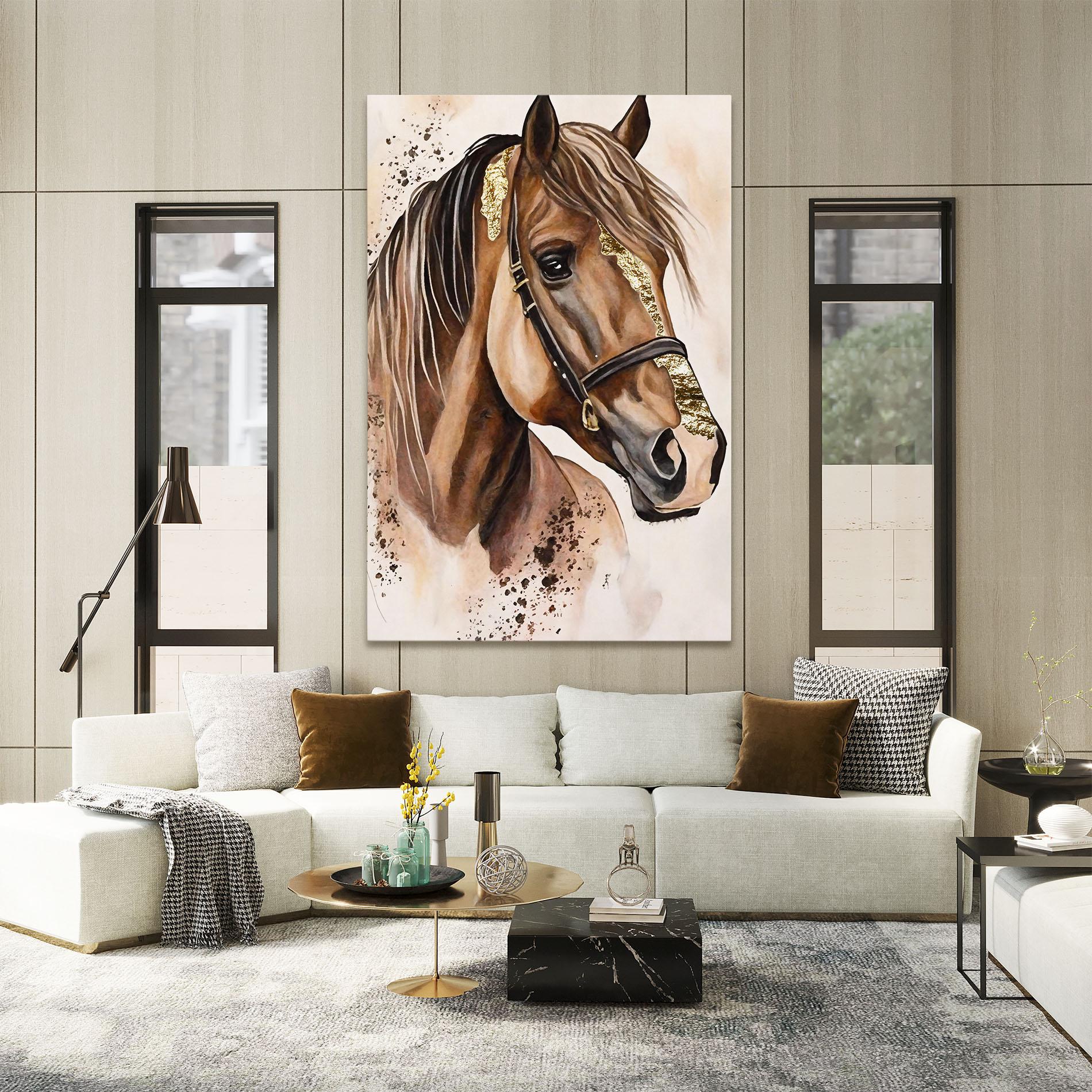 Tablou Canvas Gold Horse Painting mockup 2