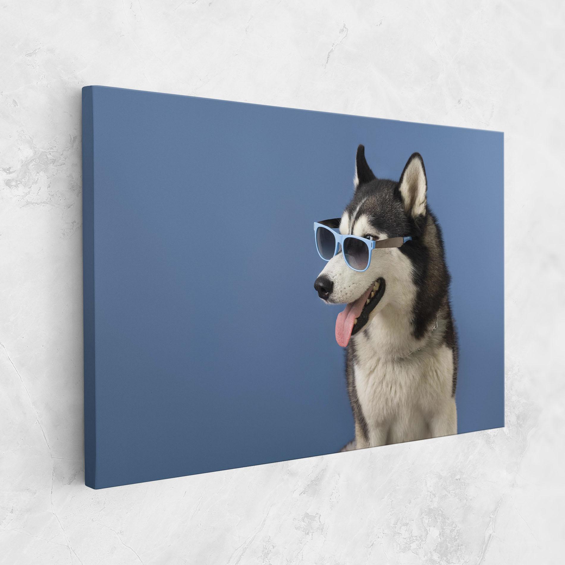 Tablou Canvas Blue Glasses Dog mockup 1