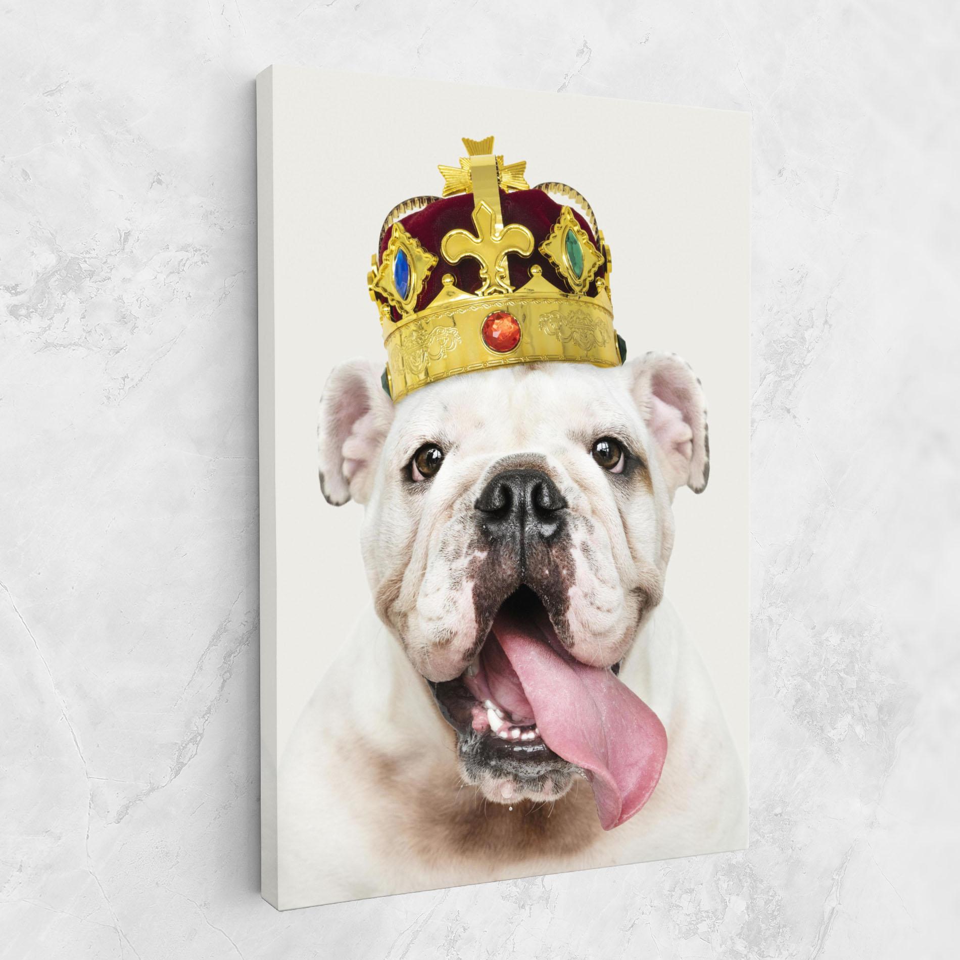 Tablou Canvas Bulldog Wearing Crown mockup 1