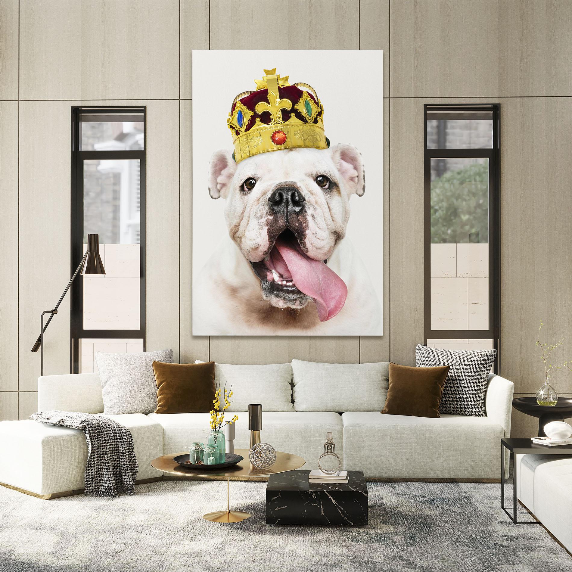 Tablou Canvas Bulldog Wearing Crown mockup 2