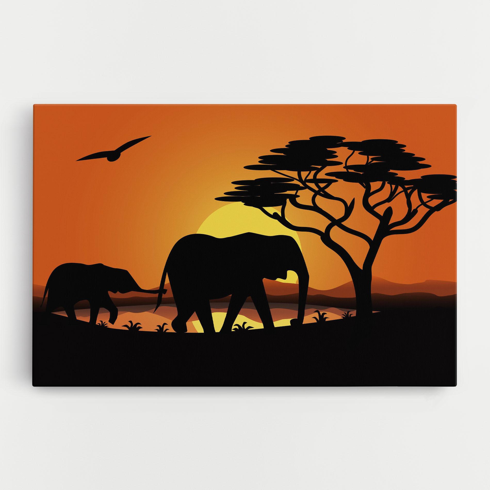 Tablou Canvas Elephant Sunset mockup 0