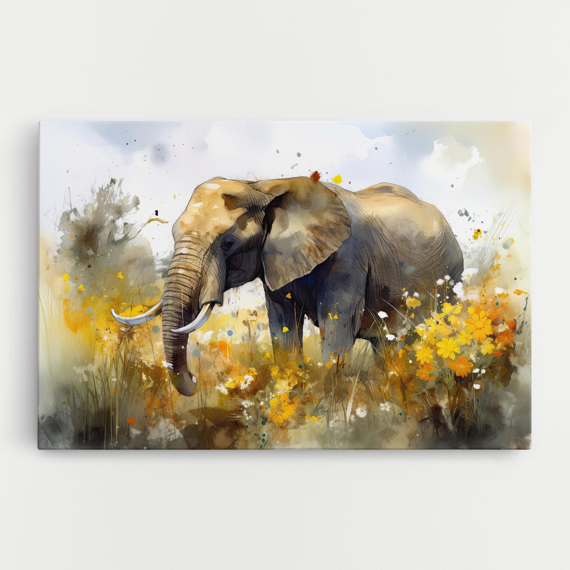 Tablou Canvas Yellow Flowers Elephant mockup 0