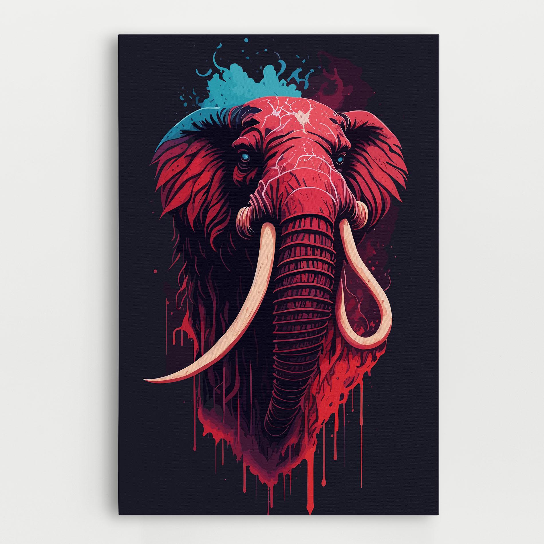 Tablou Canvas Blue Red Elephant mockup 0
