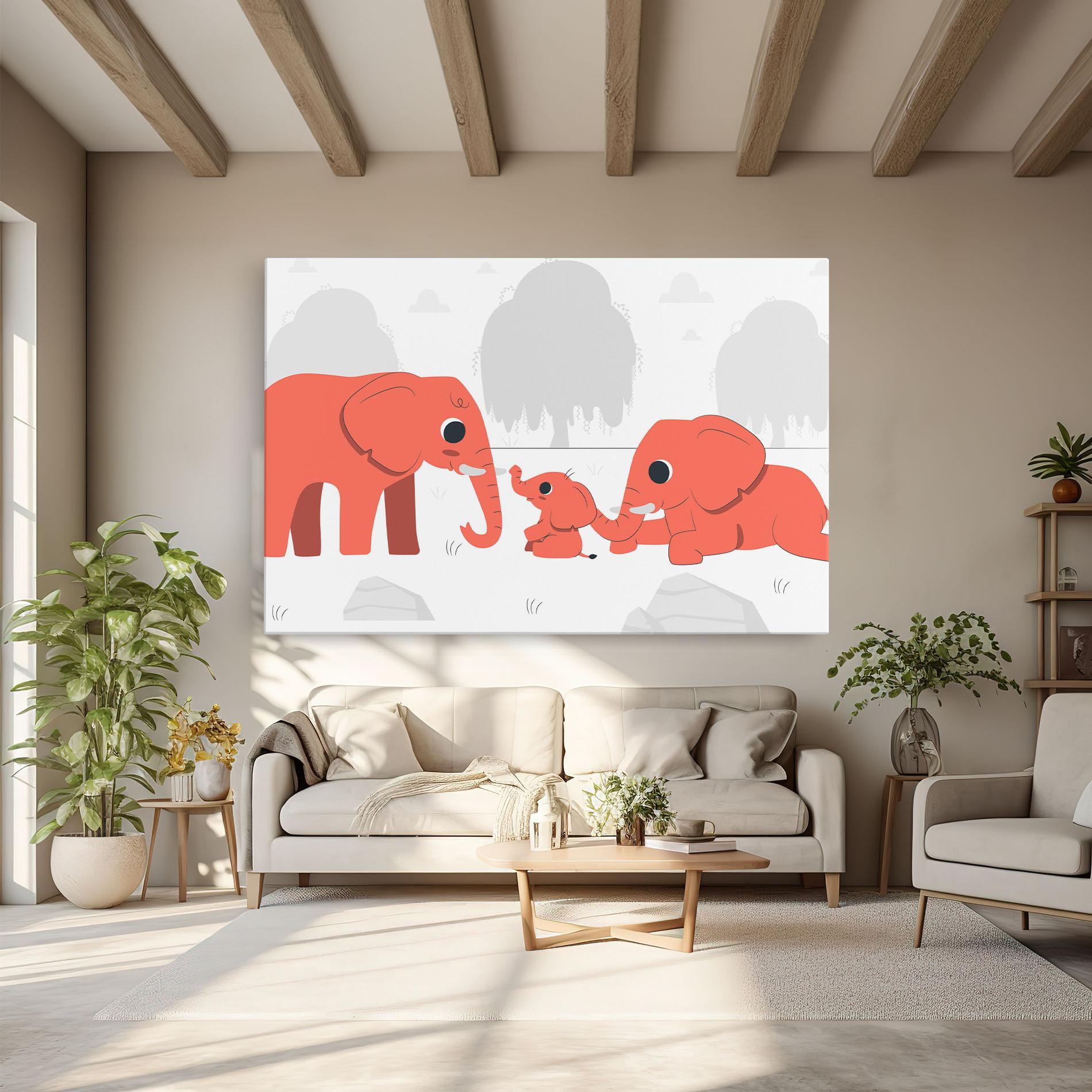 Tablou Canvas Orange Elephant mockup 6