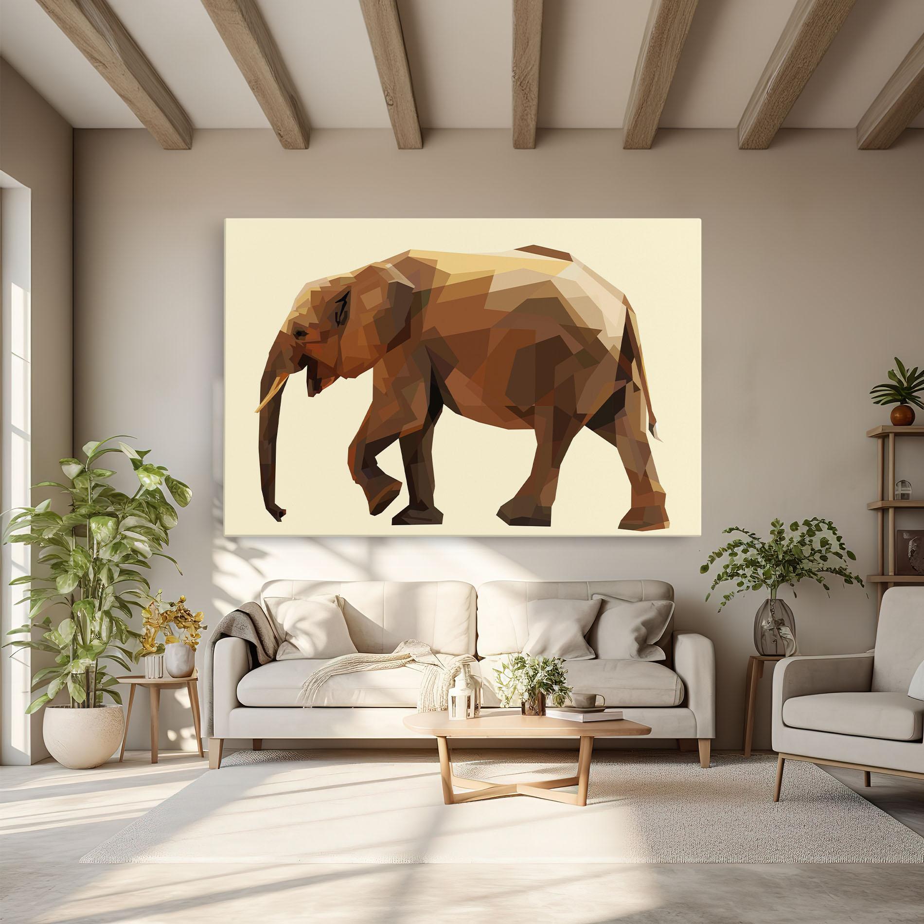 Tablou Canvas Walking Elephant Cream mockup 6
