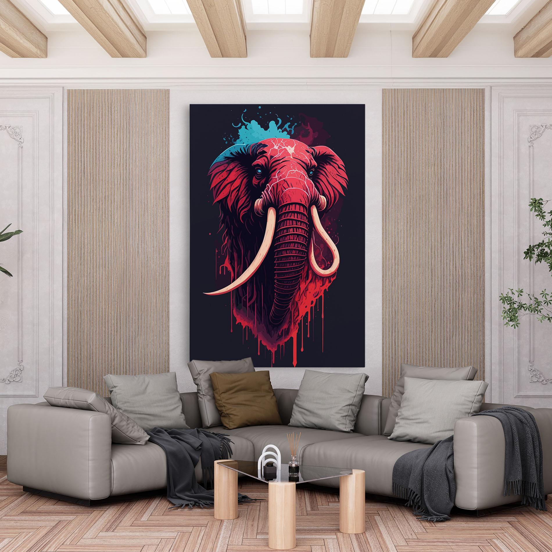 Tablou Canvas Blue Red Elephant mockup 6