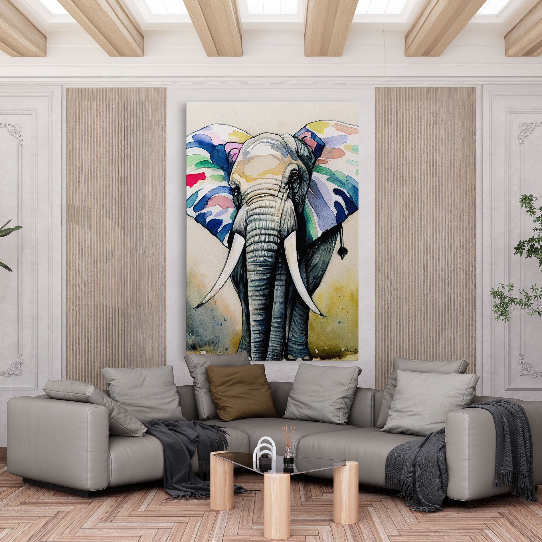 Watercolor Elephant Art mockup 6
