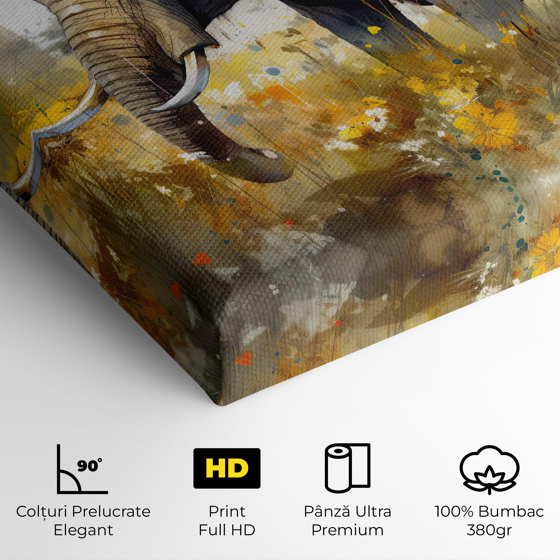 Tablou Canvas Yellow Flowers Elephant mockup 4