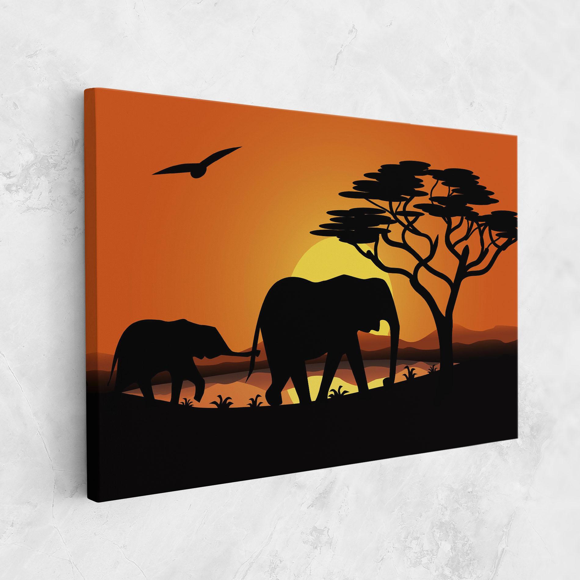 Tablou Canvas Elephant Sunset mockup 1
