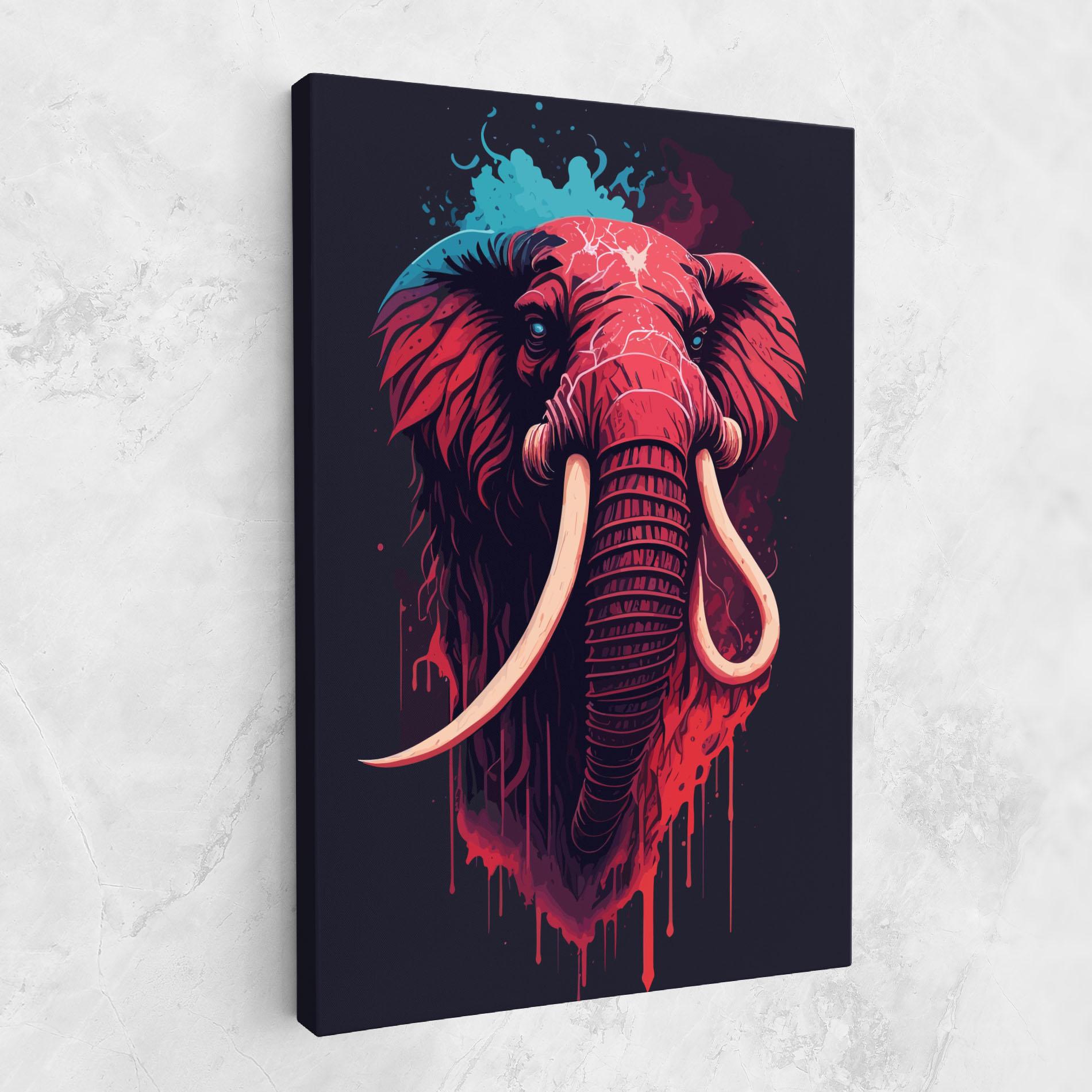 Tablou Canvas Blue Red Elephant mockup 1