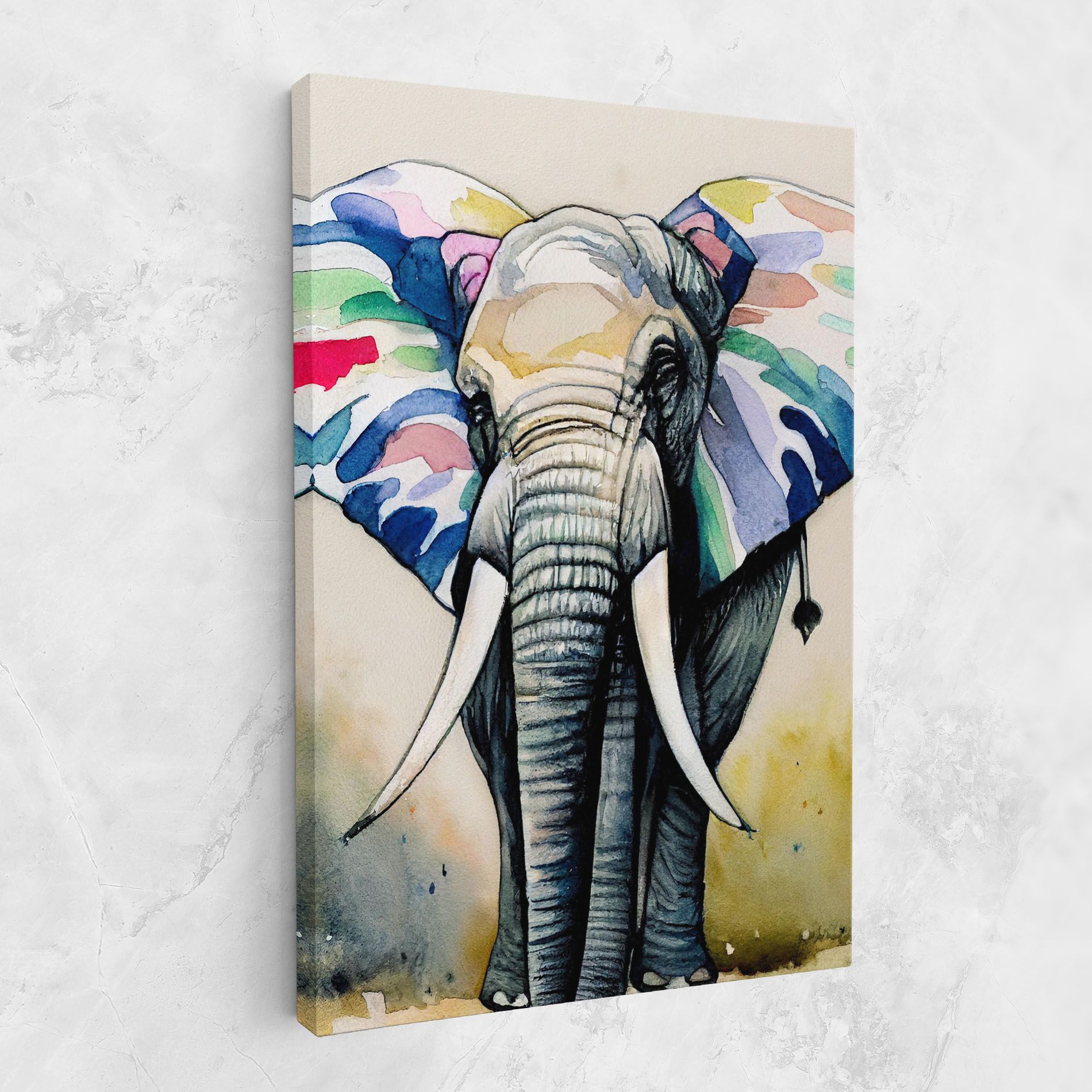 Watercolor Elephant Art mockup 1