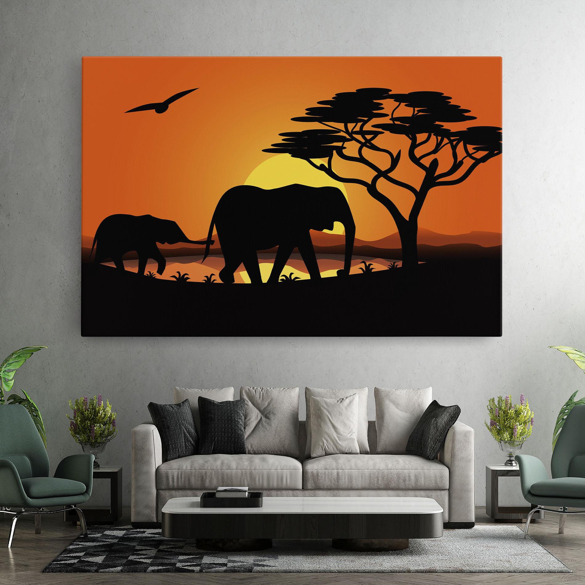 Tablou Canvas Elephant Sunset mockup 7