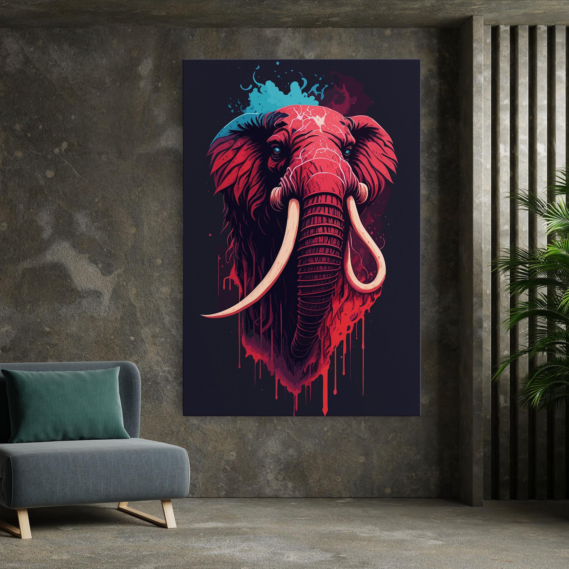 Tablou Canvas Blue Red Elephant mockup 7