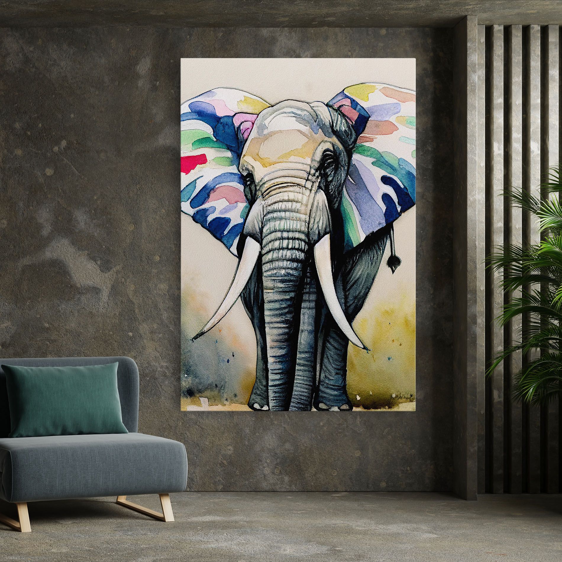 Watercolor Elephant Art mockup 7