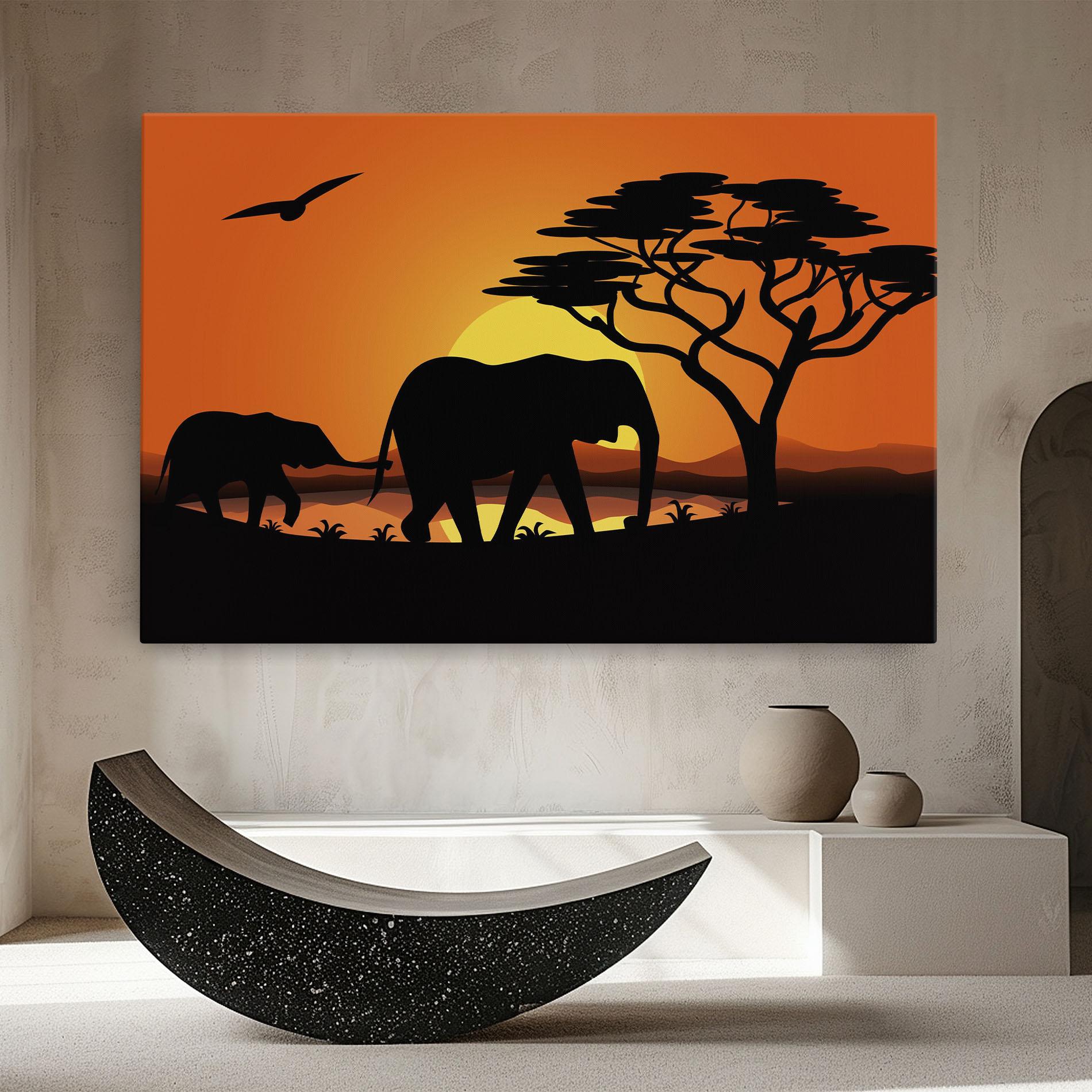Tablou Canvas Elephant Sunset mockup 8
