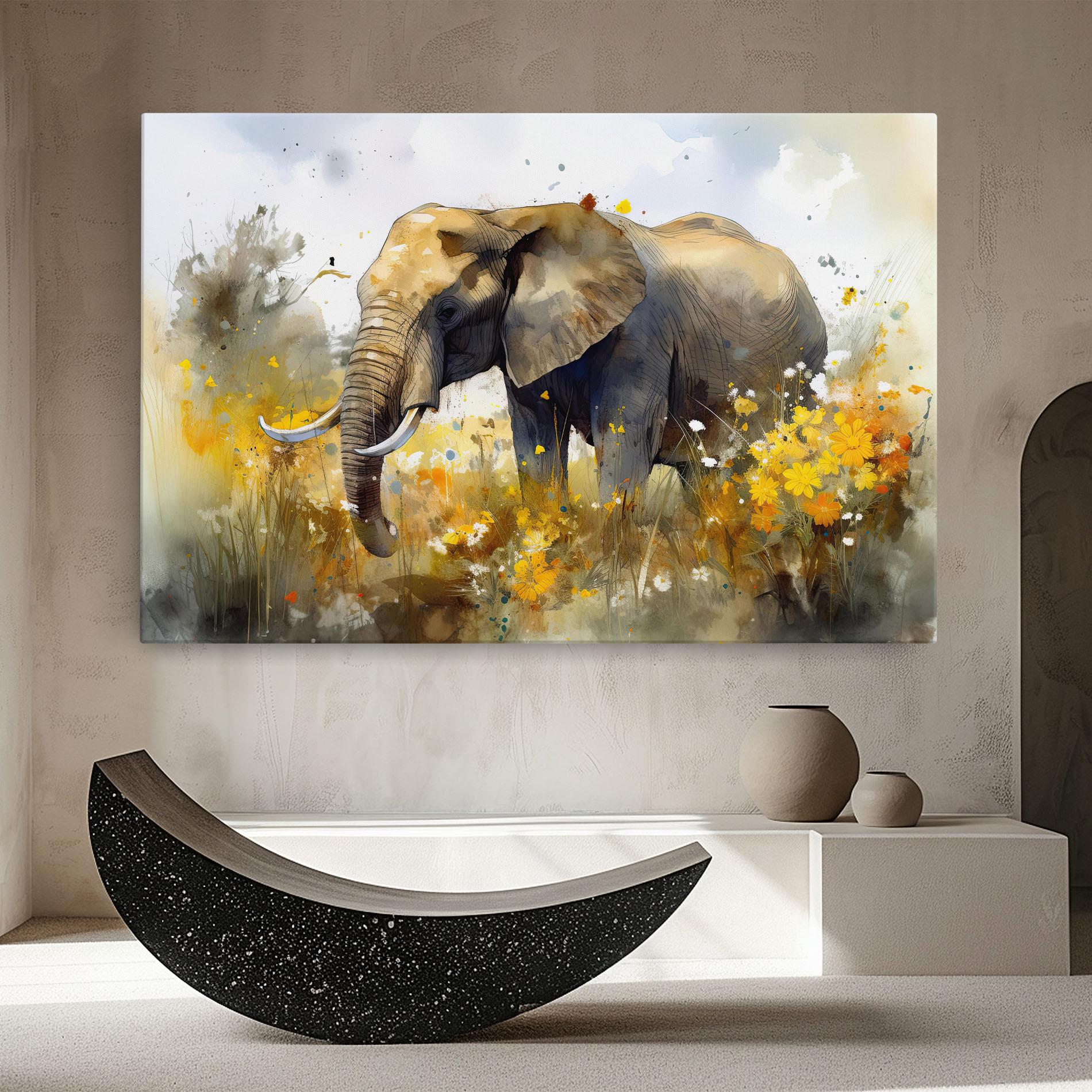 Tablou Canvas Yellow Flowers Elephant mockup 8