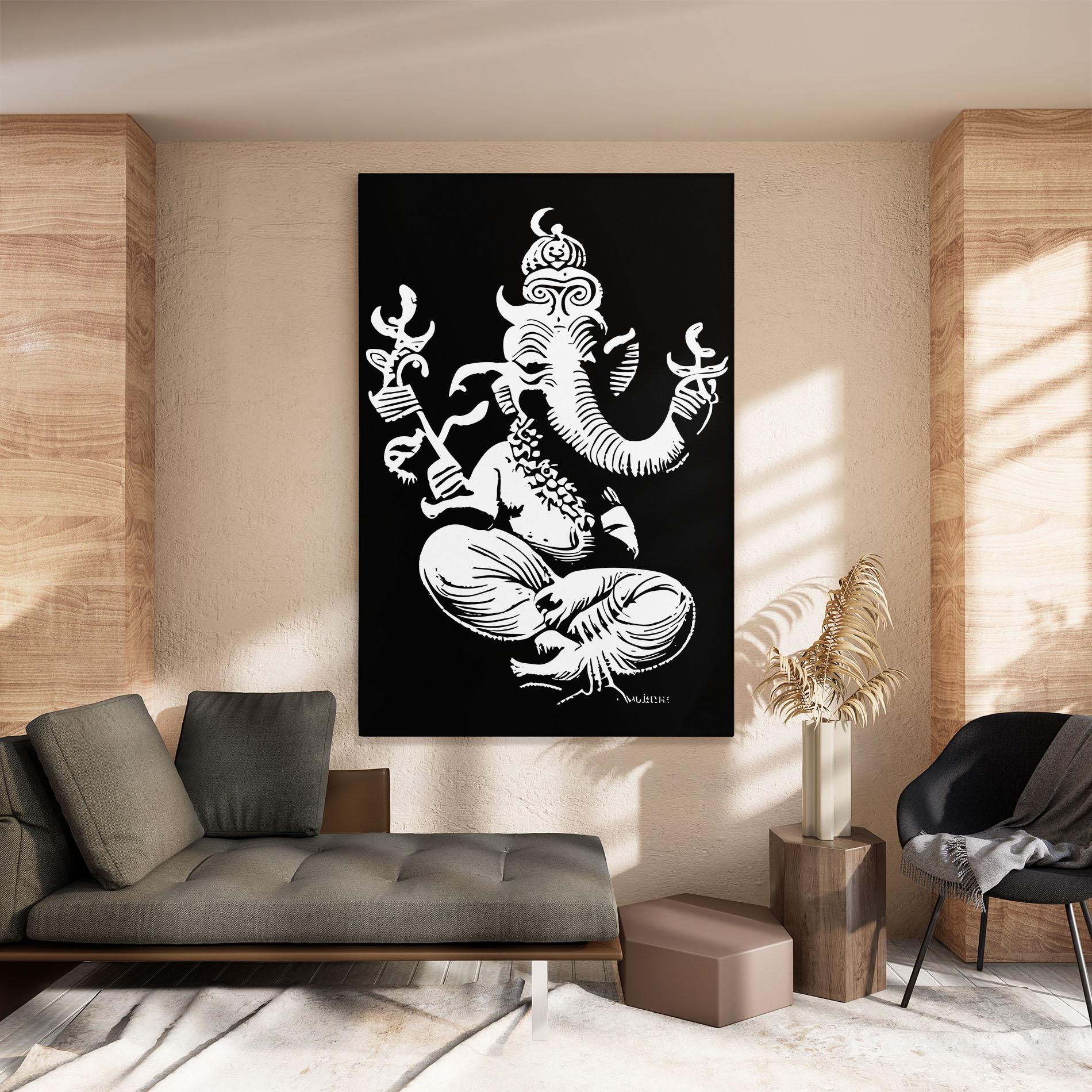Tablou Canvas Black And White Ganesha mockup 8