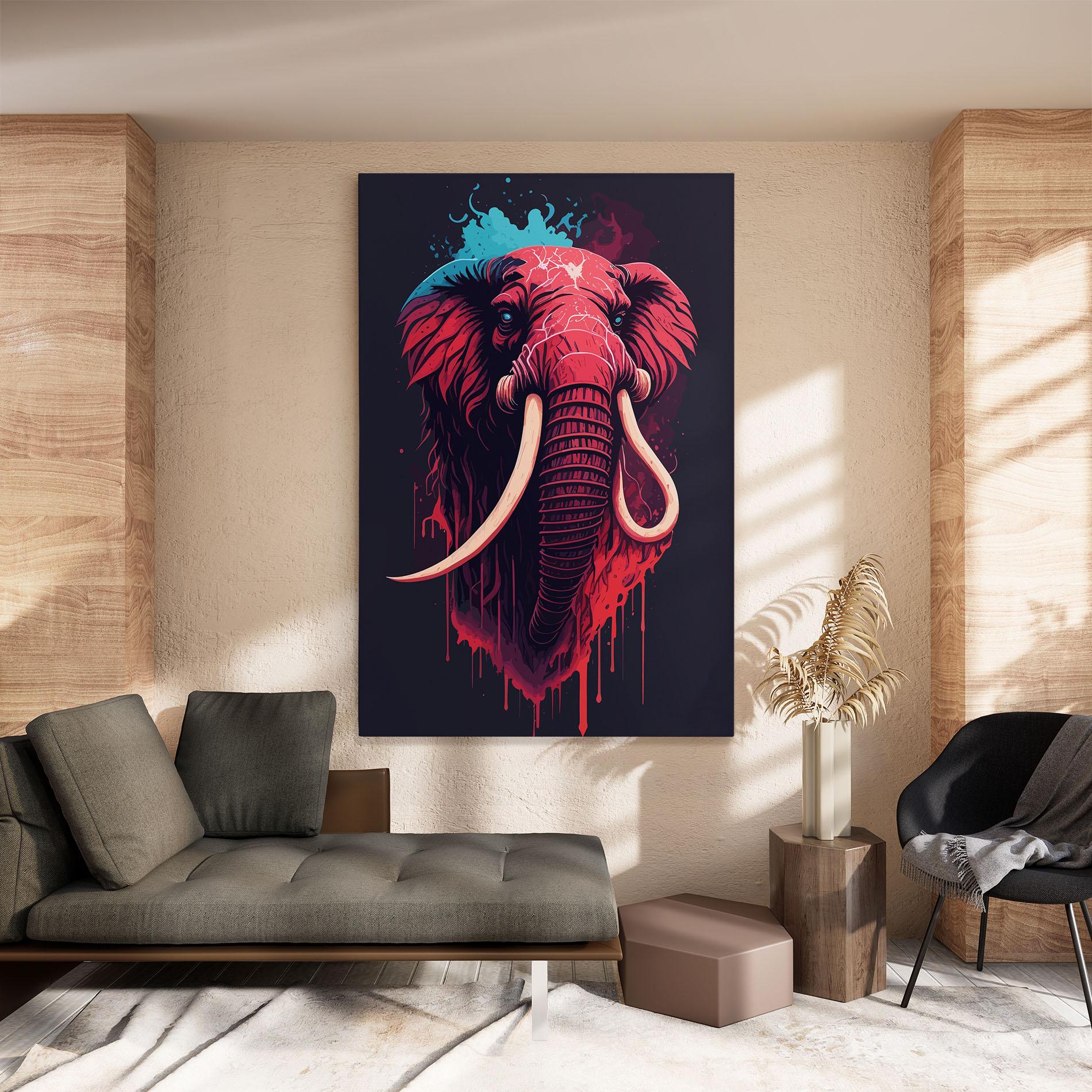 Tablou Canvas Blue Red Elephant mockup 8