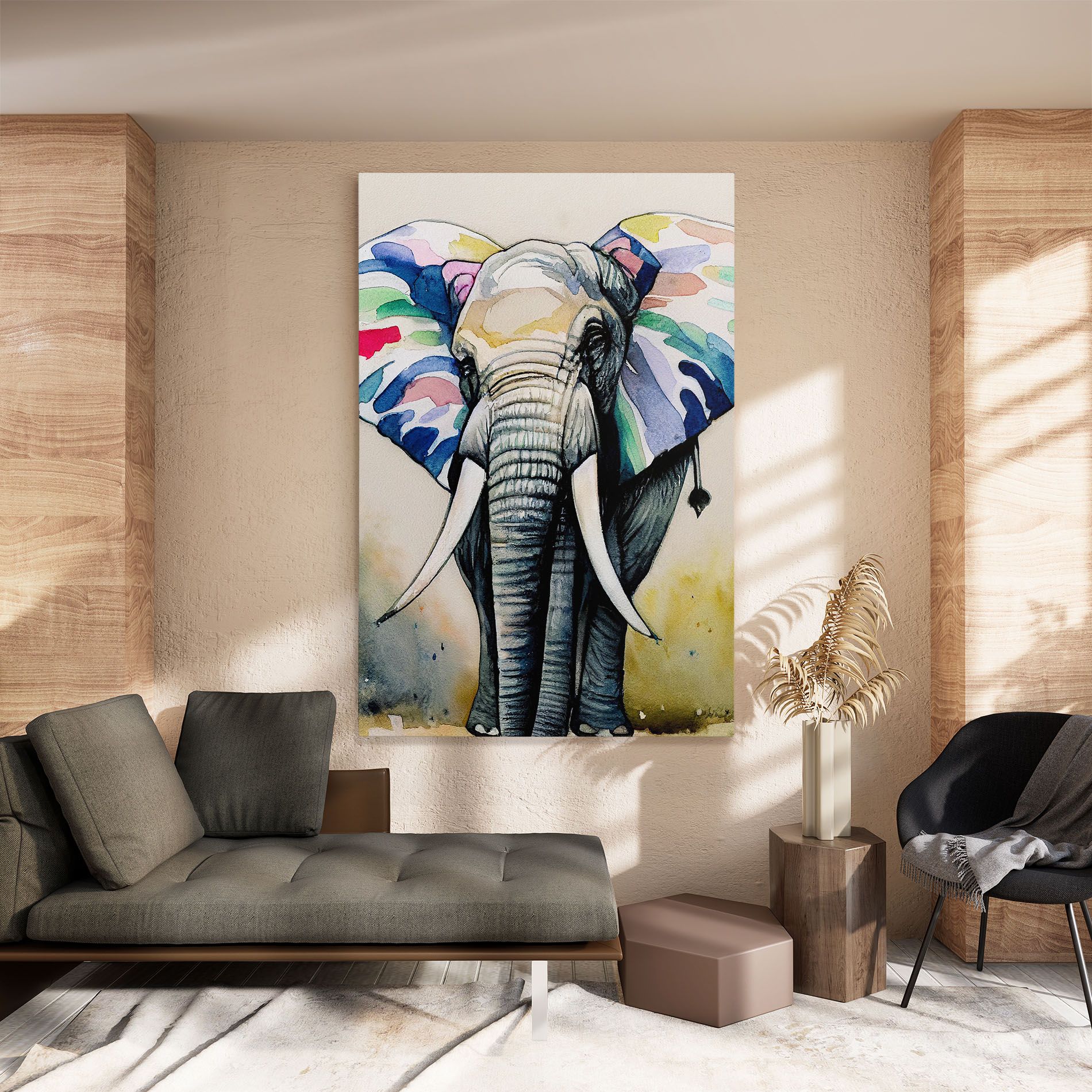 Watercolor Elephant Art mockup 8