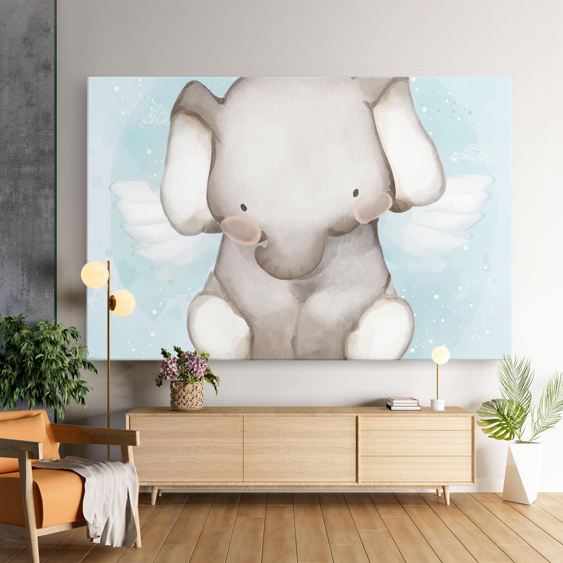 Tablou Canvas Elephant On Blue mockup 9