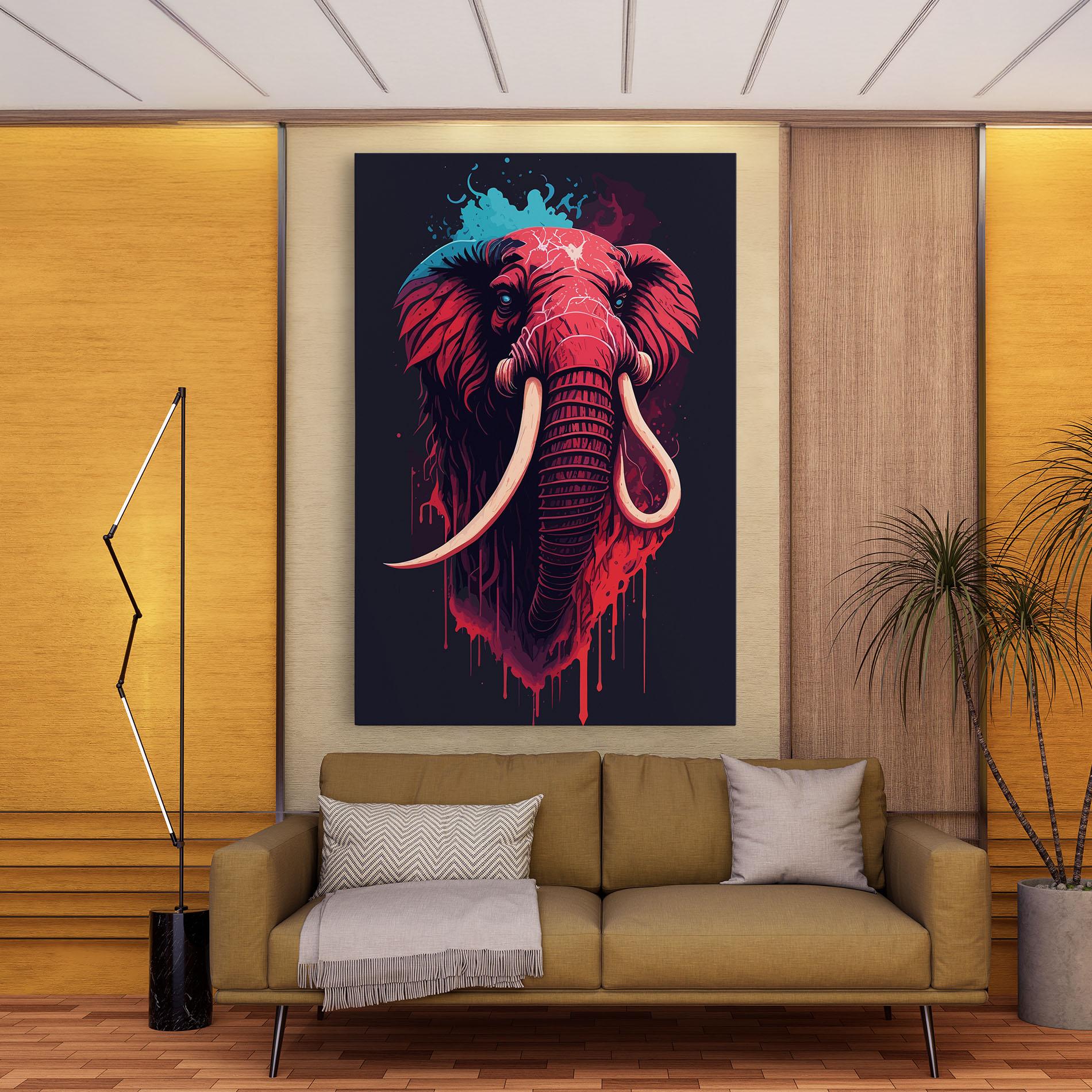 Tablou Canvas Blue Red Elephant mockup 9