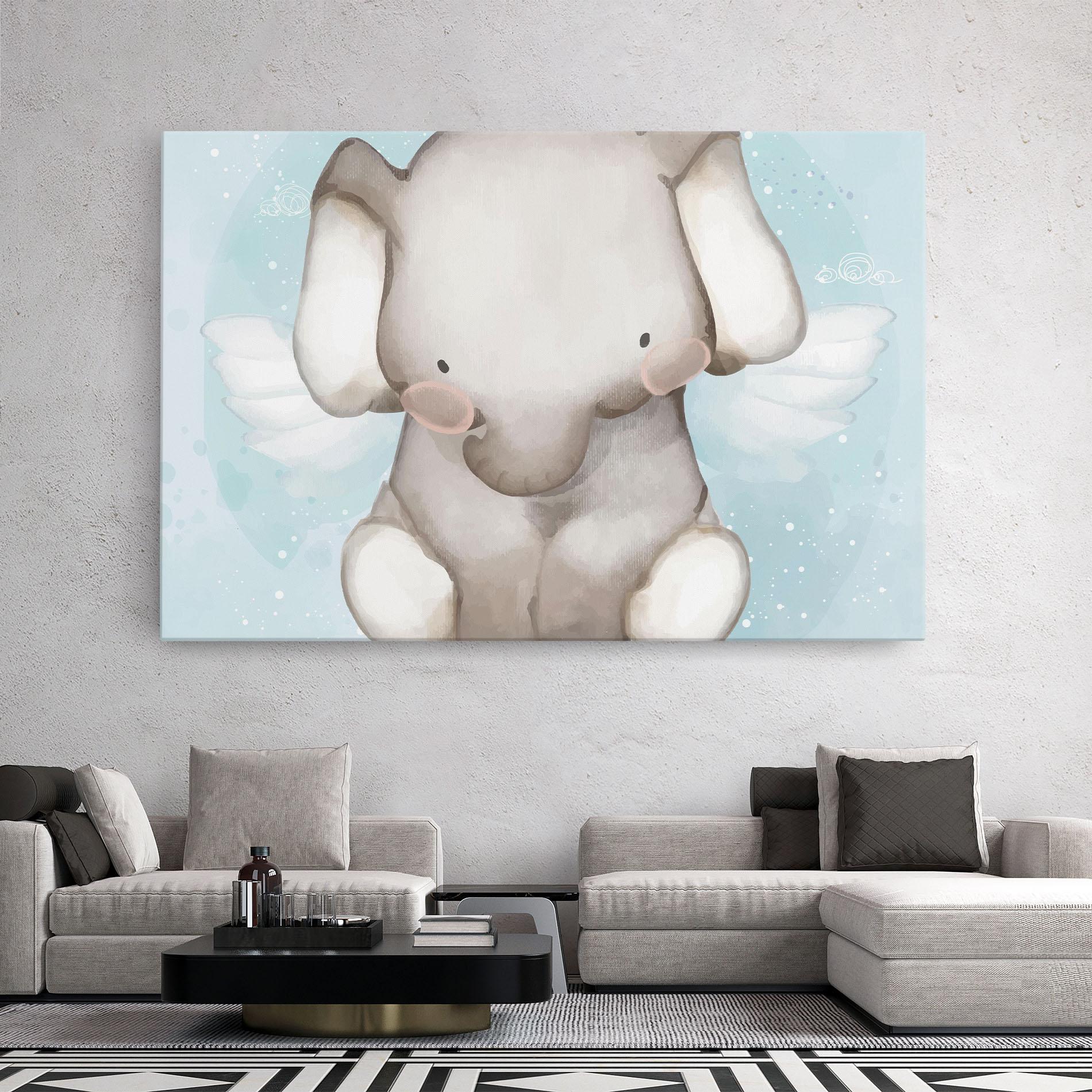 Tablou Canvas Elephant On Blue mockup 2