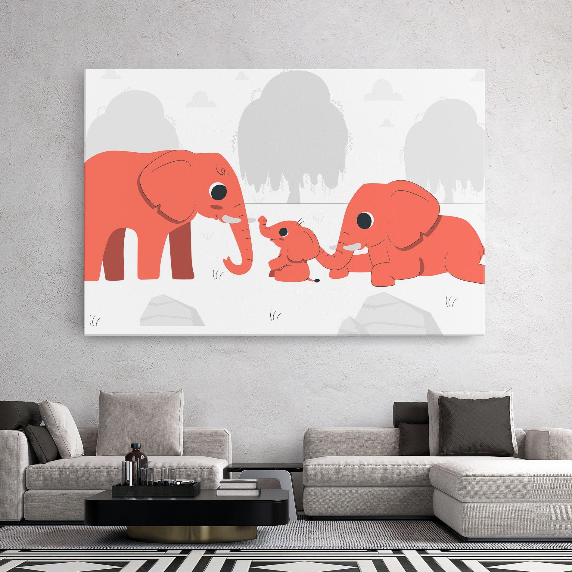 Tablou Canvas Orange Elephant mockup 2