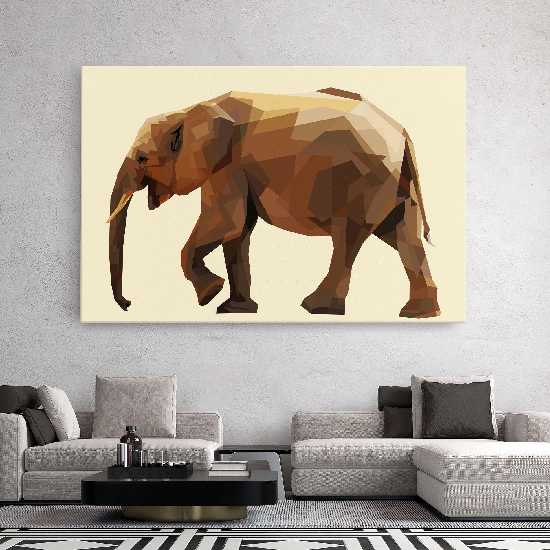 Tablou Canvas Walking Elephant Cream mockup 2