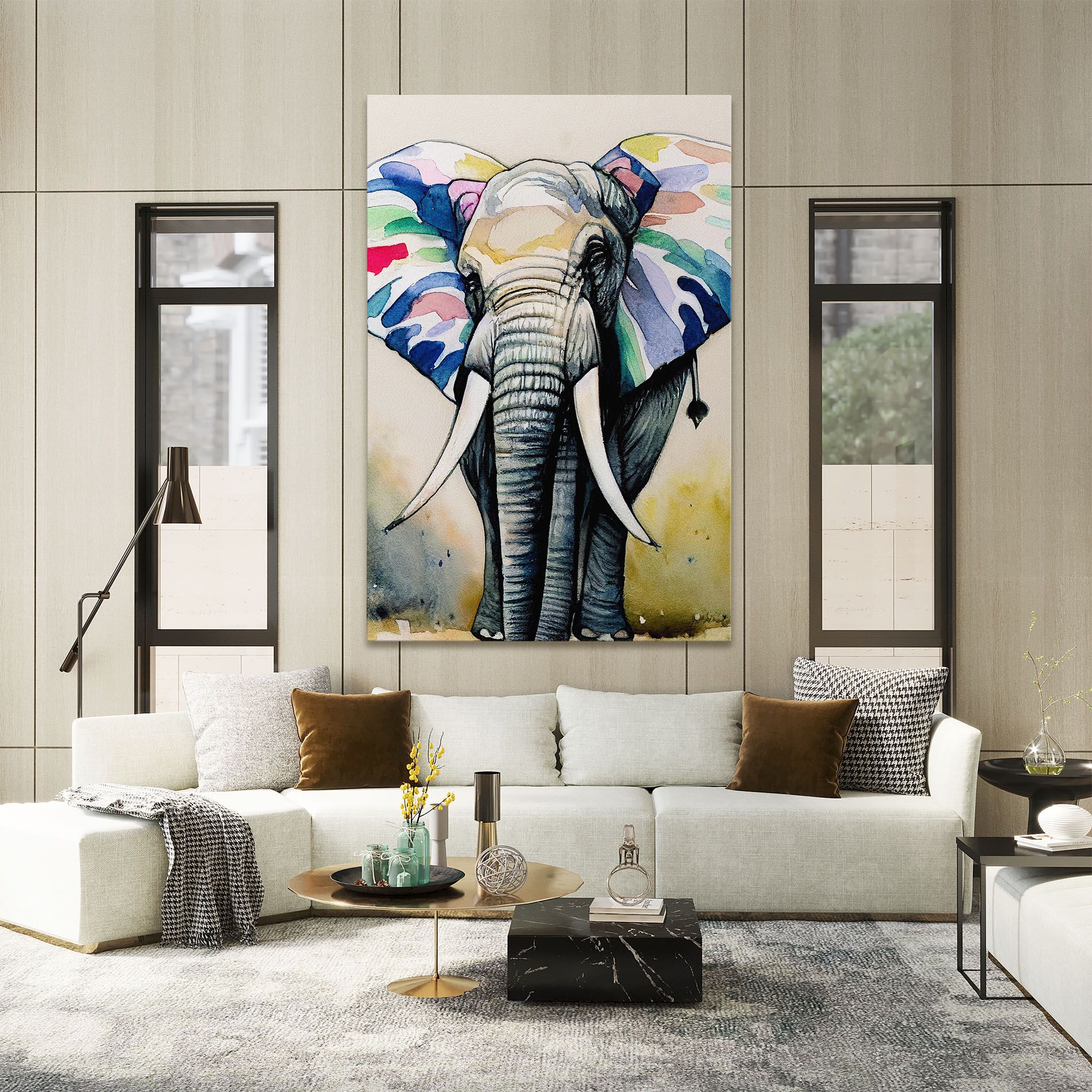 Watercolor Elephant Art mockup 2