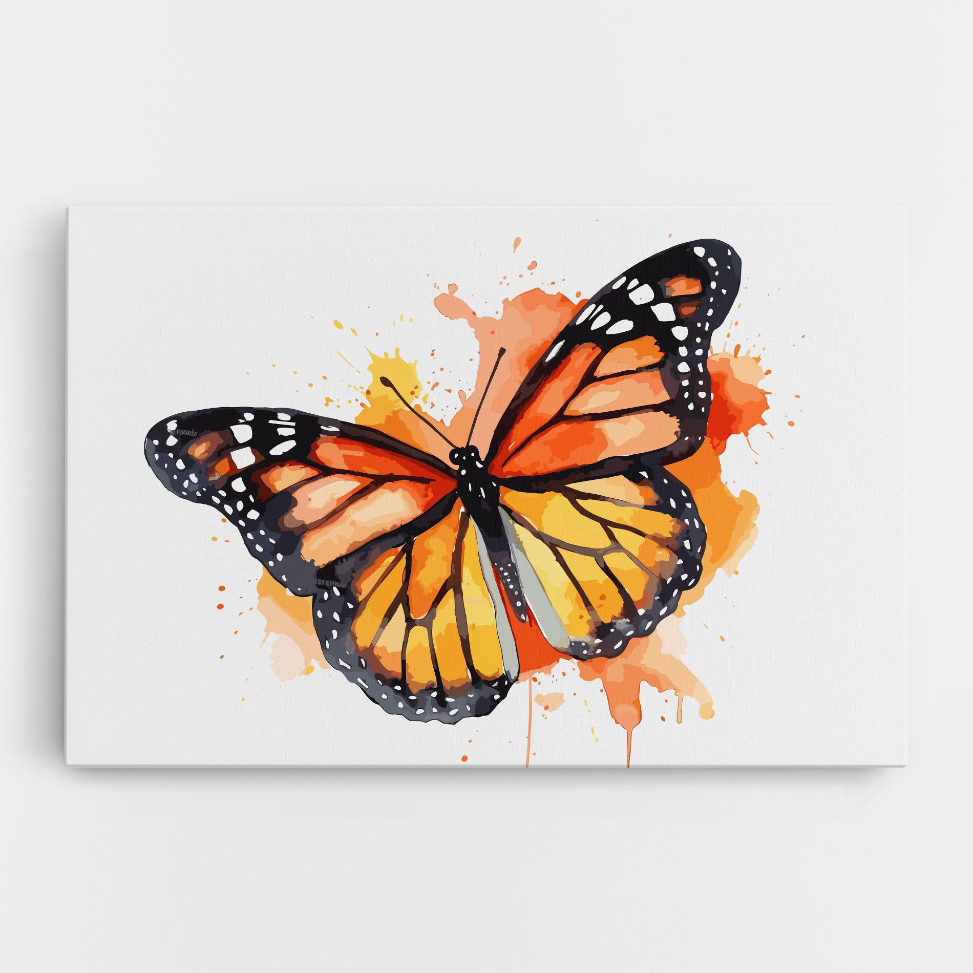 Tablou Canvas Orange Watercolor Butterfly mockup 0