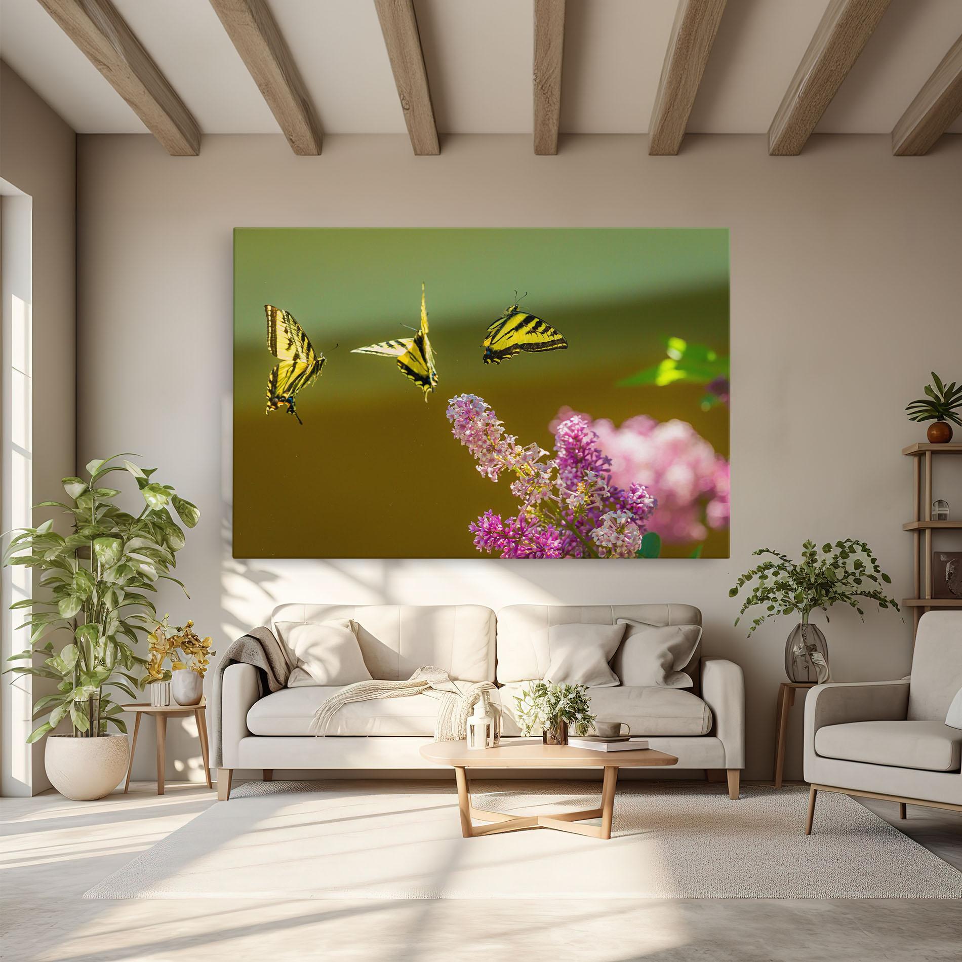 Tablou Canvas 3 Yellow Butterflies mockup 6