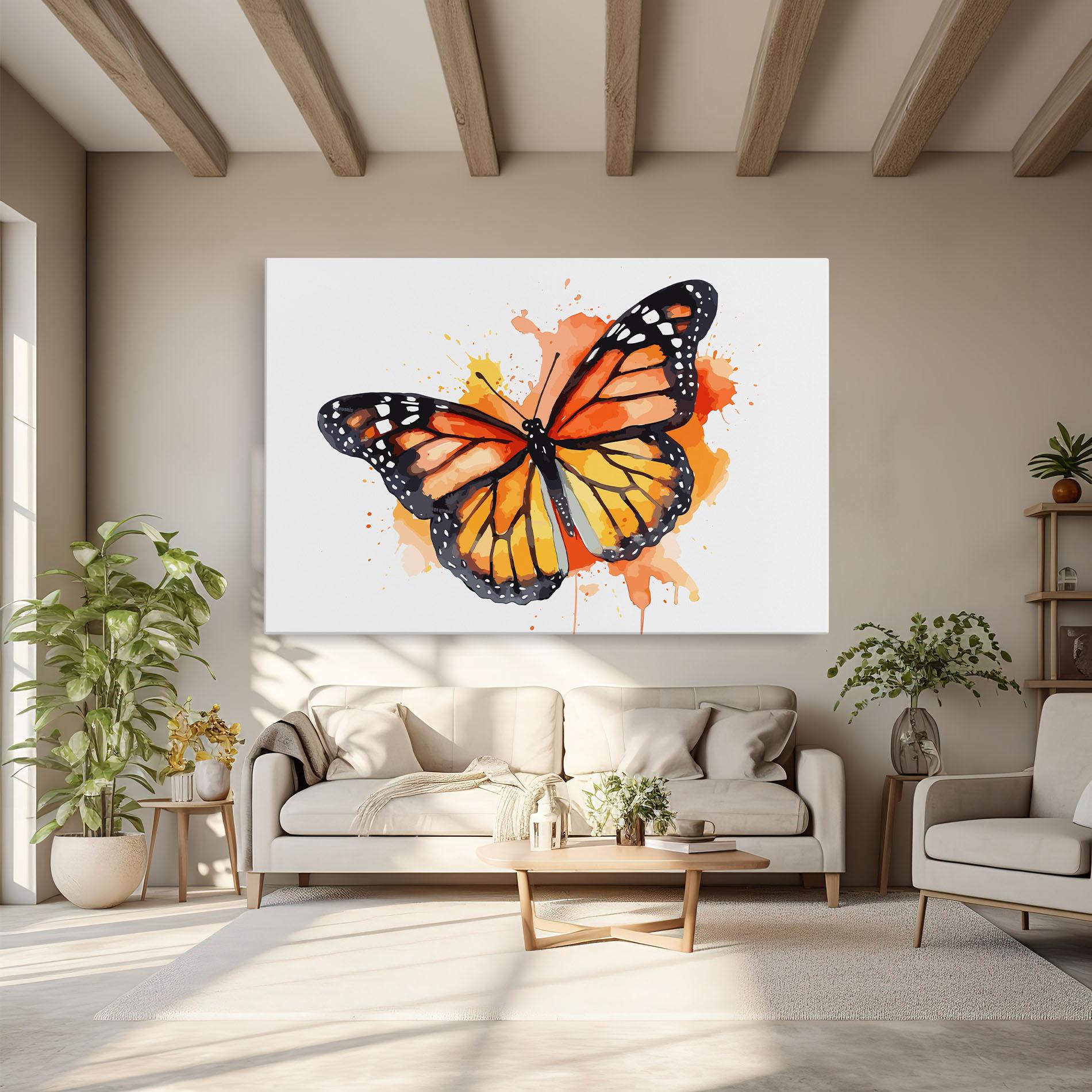 Tablou Canvas Orange Watercolor Butterfly mockup 6