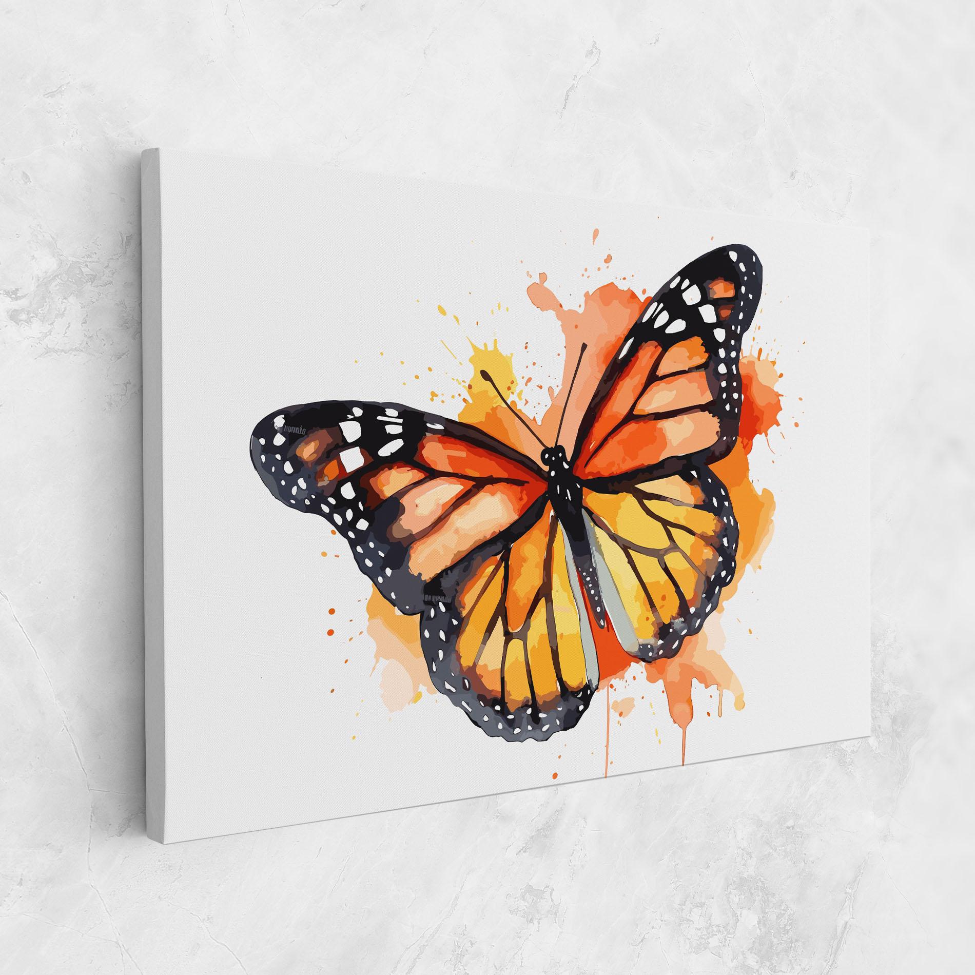 Tablou Canvas Orange Watercolor Butterfly mockup 1