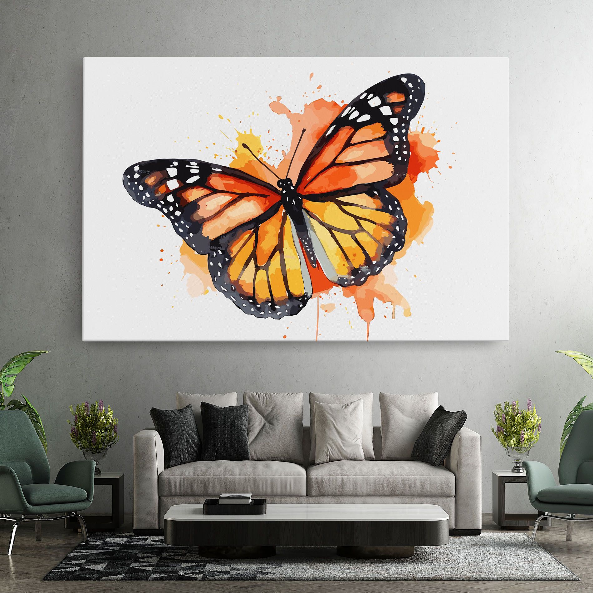 Orange Watercolor Butterfly mockup 7