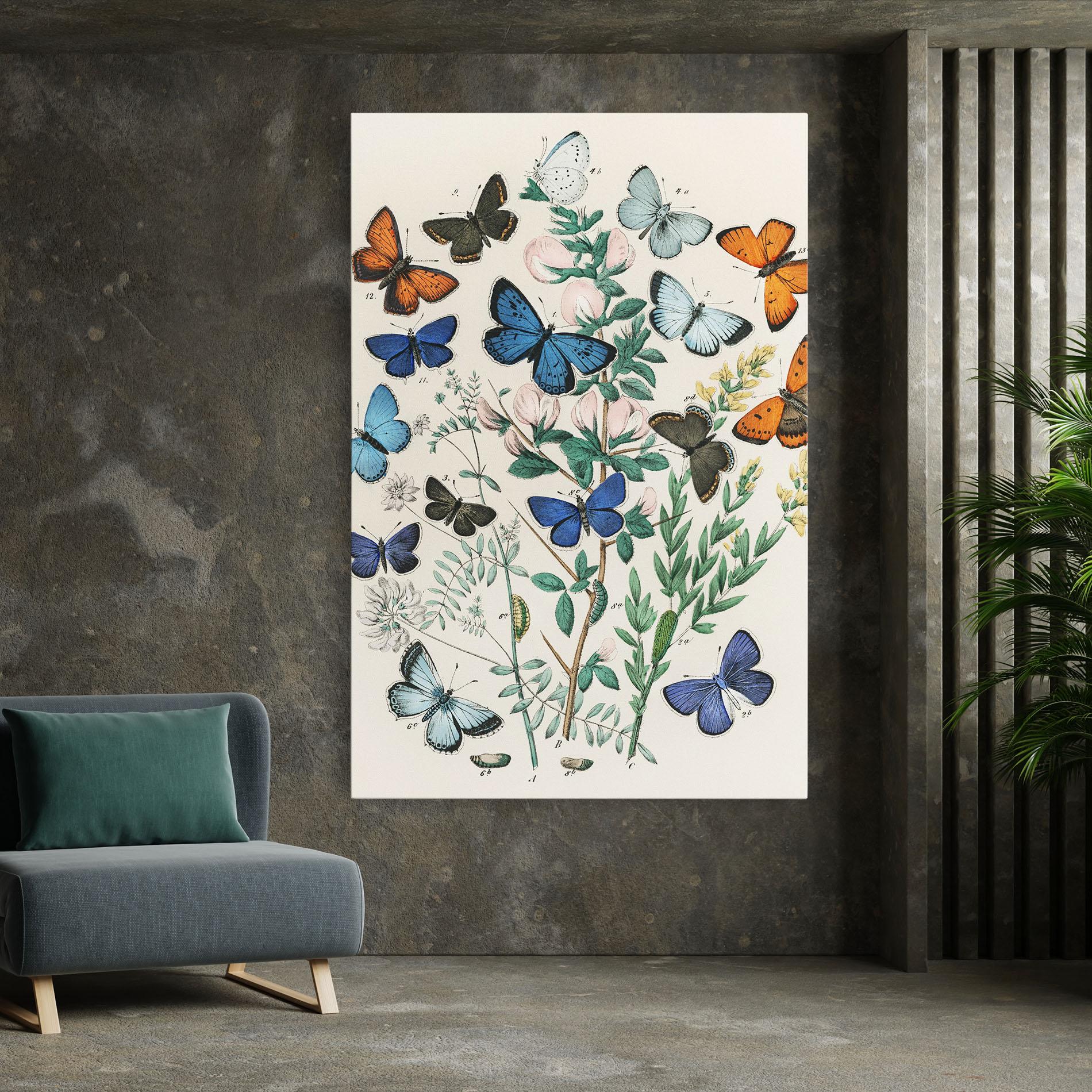 Tablou Canvas Blue Orange Butterflies mockup 7