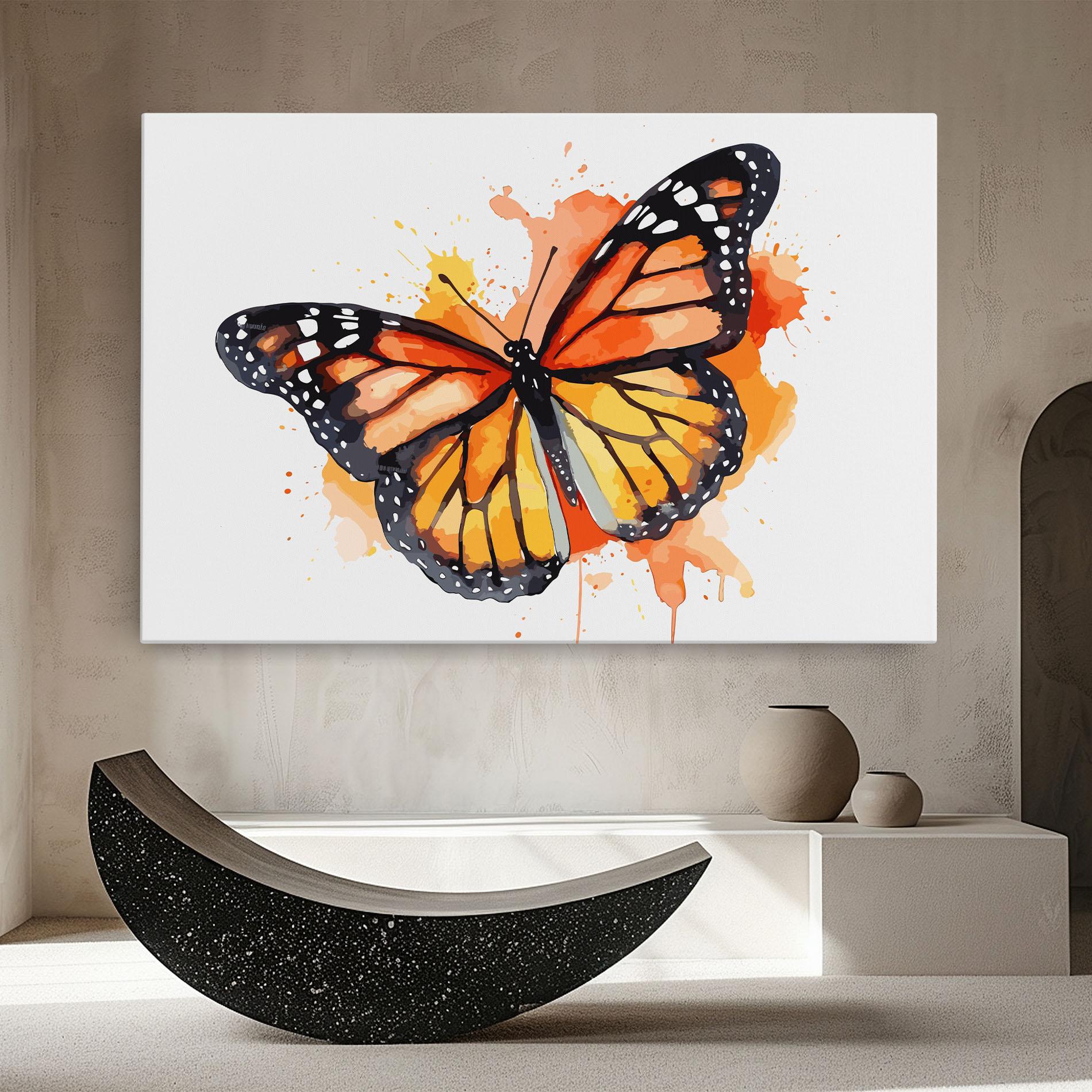Tablou Canvas Orange Watercolor Butterfly mockup 8