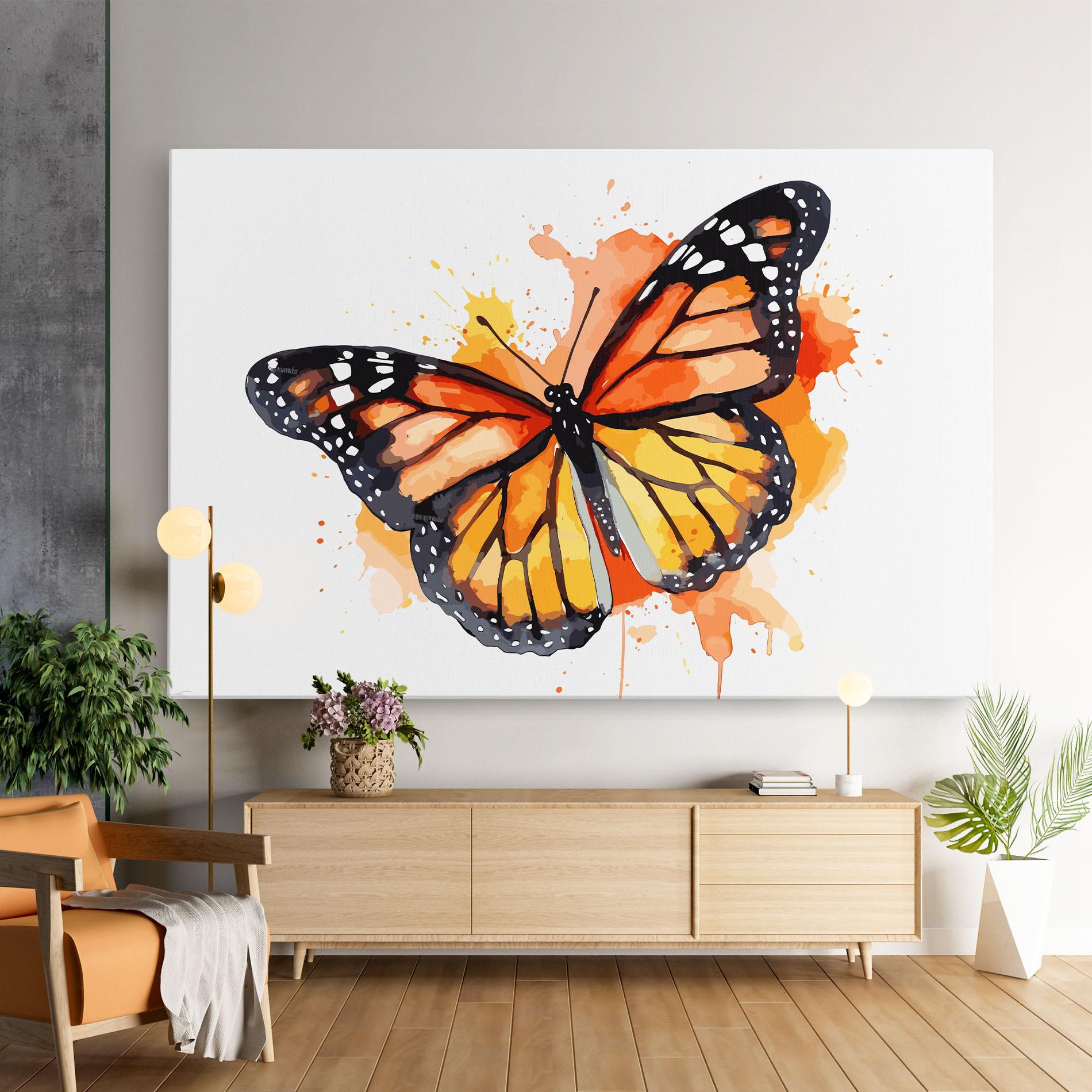 Tablou Canvas Orange Watercolor Butterfly mockup 9