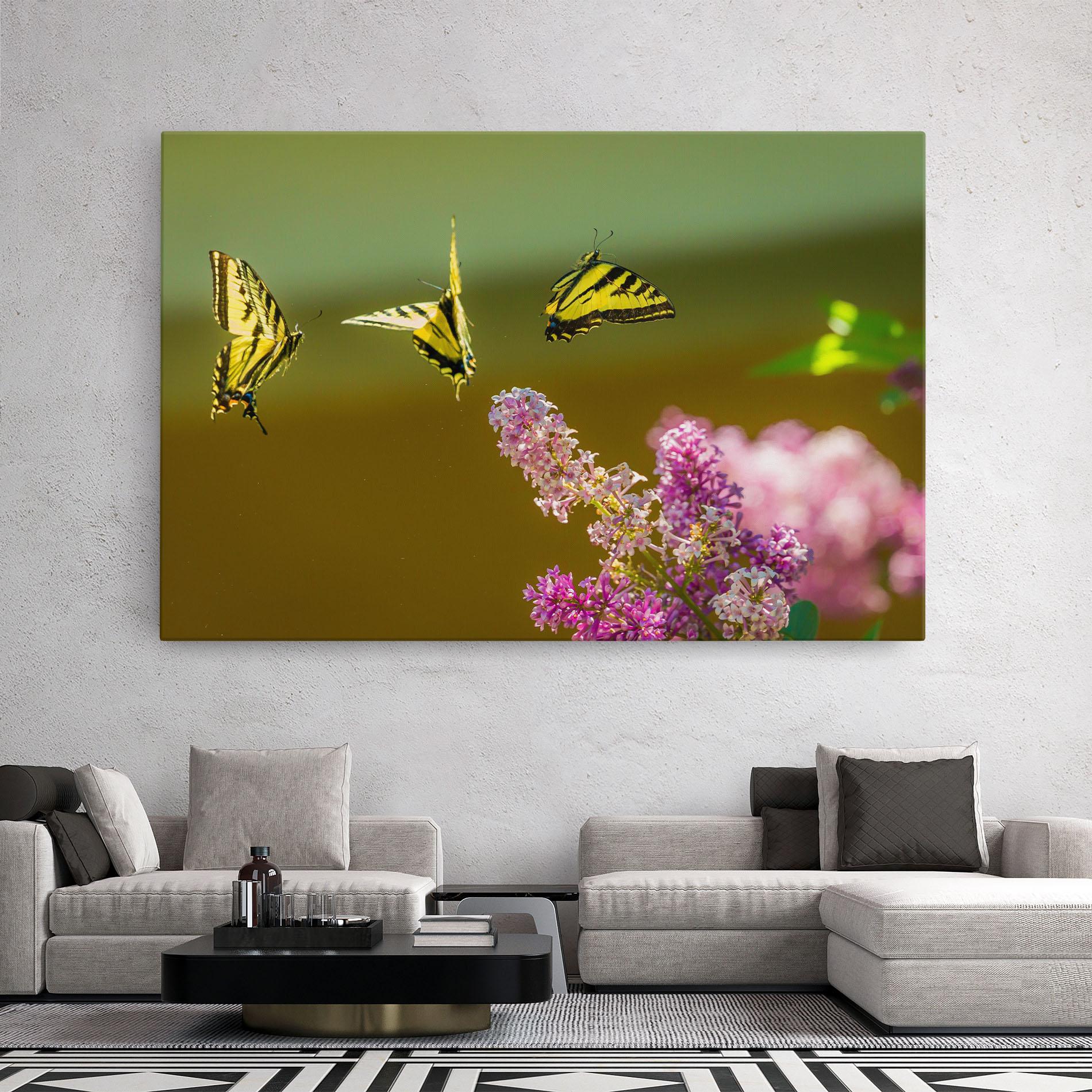 Tablou Canvas 3 Yellow Butterflies mockup 2