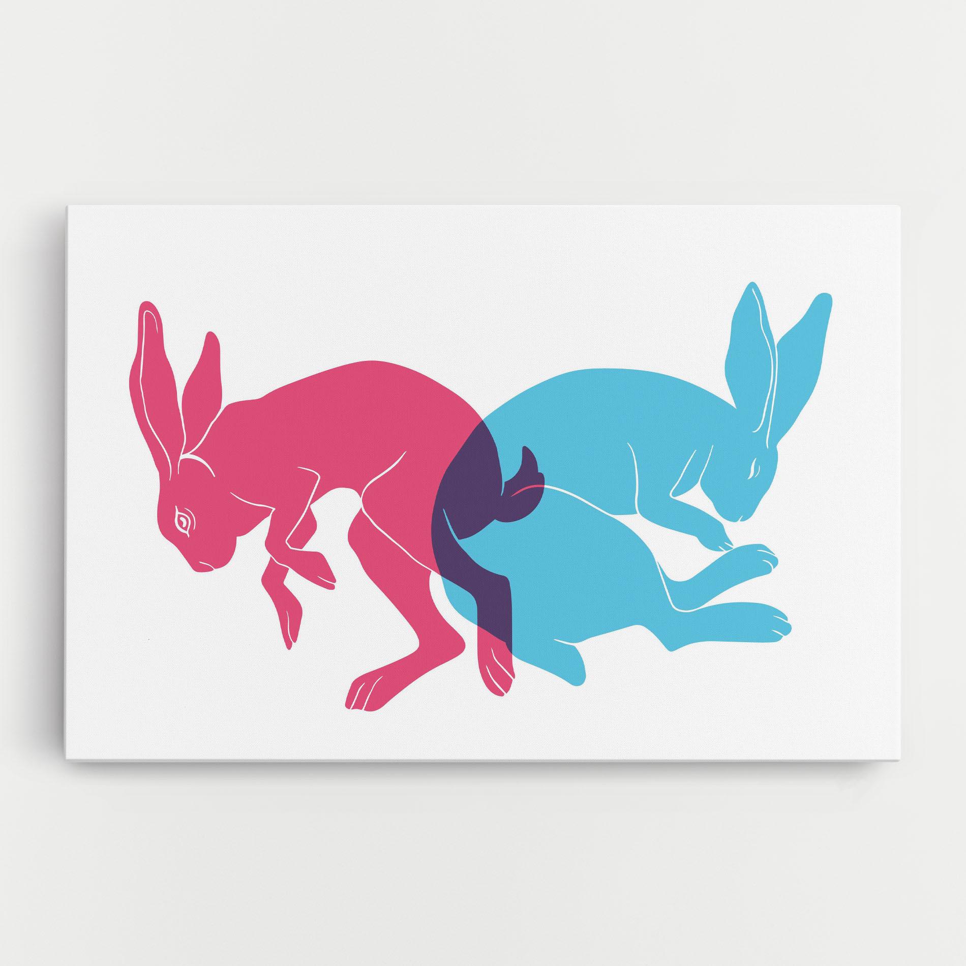 Tablou Canvas Rabbits Riso mockup 0