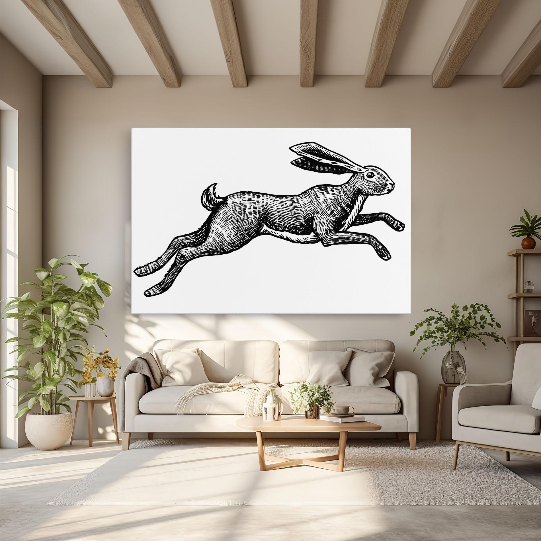 Tablou Canvas Black Line Bunny mockup 6