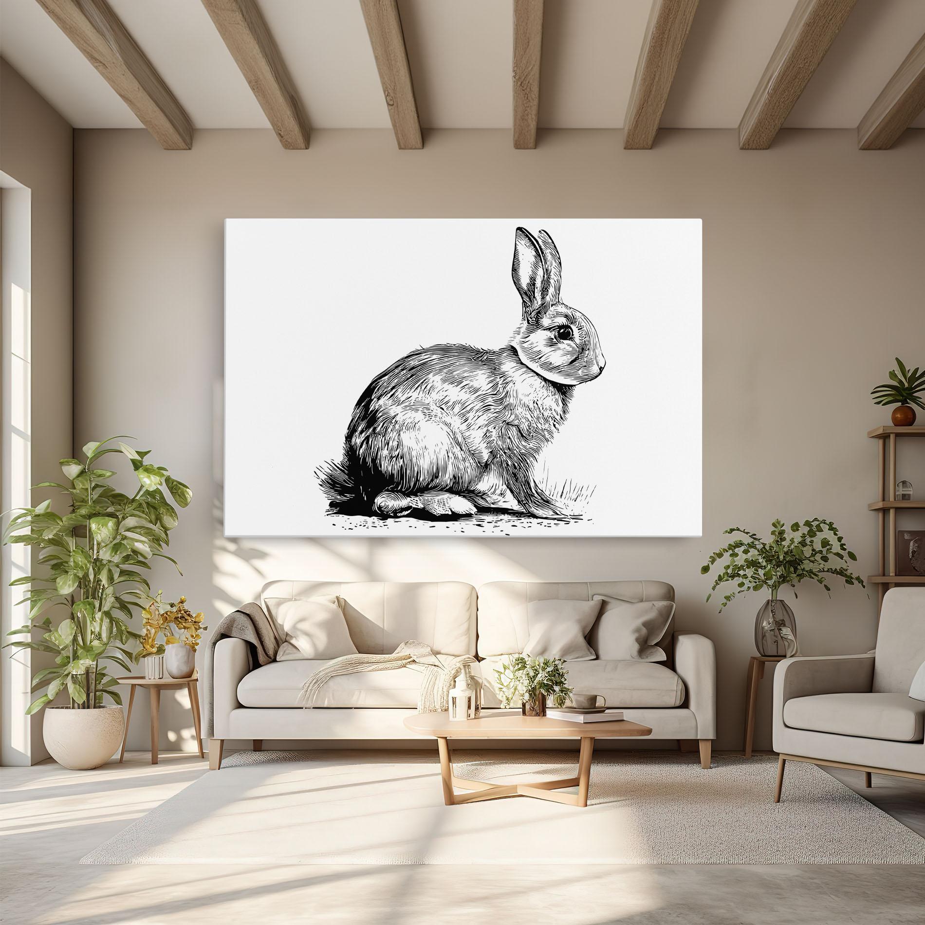 Tablou Canvas Bunny Black Lines mockup 6